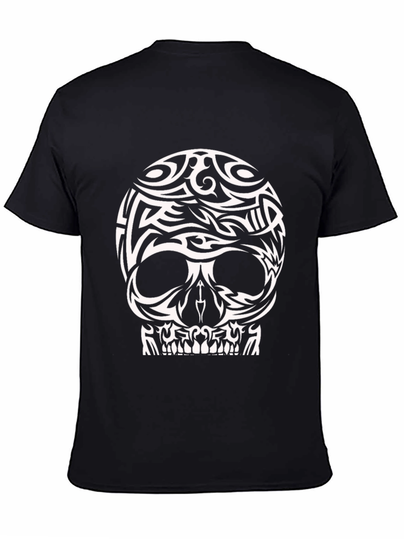 Tribal Skull Graphic Tee - Black
