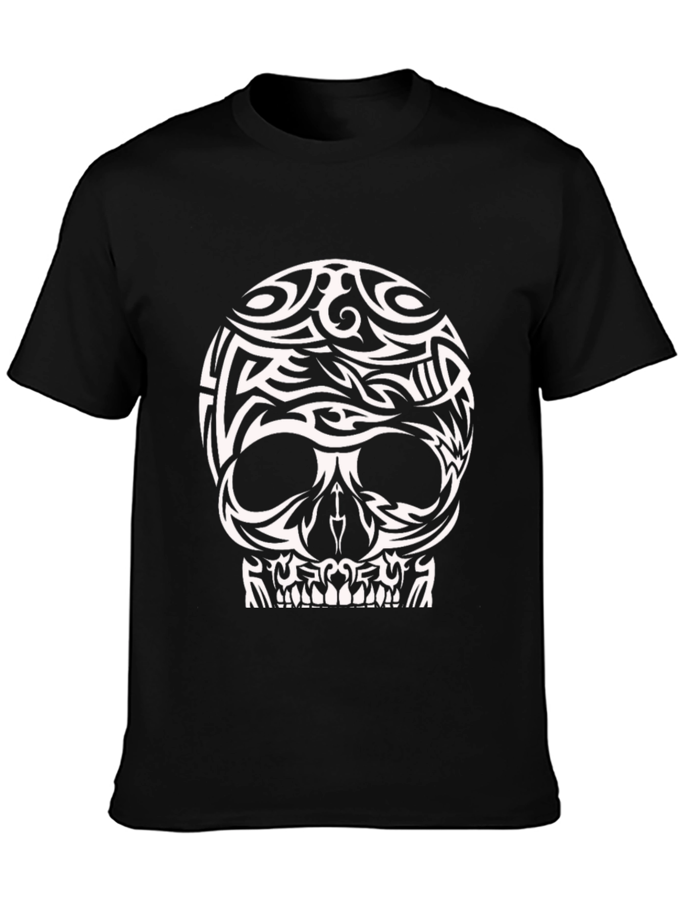 Tribal Skull Graphic Tee - Black