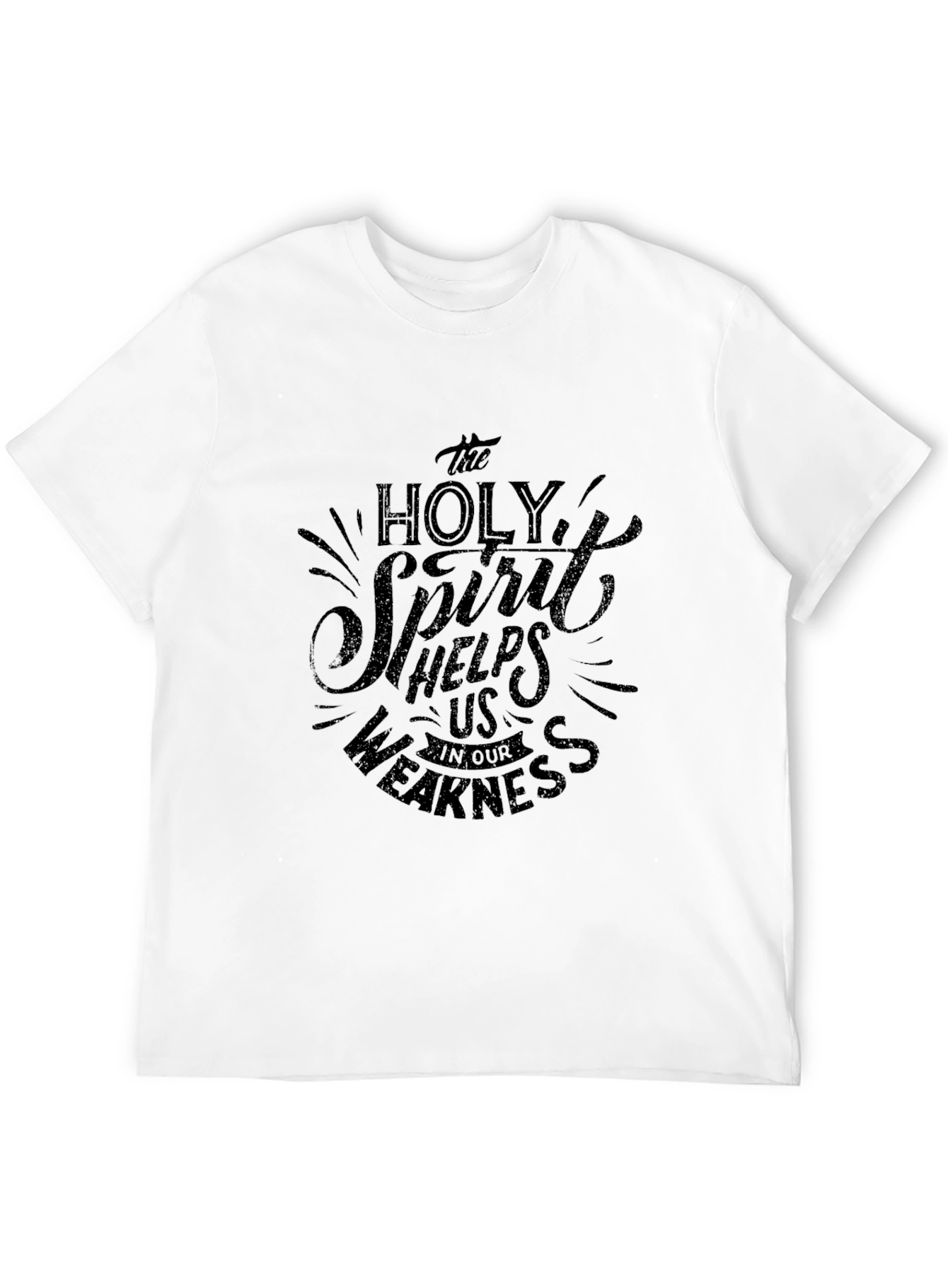 Holy Spirit Helps Mens Black Graphic T-Shirt