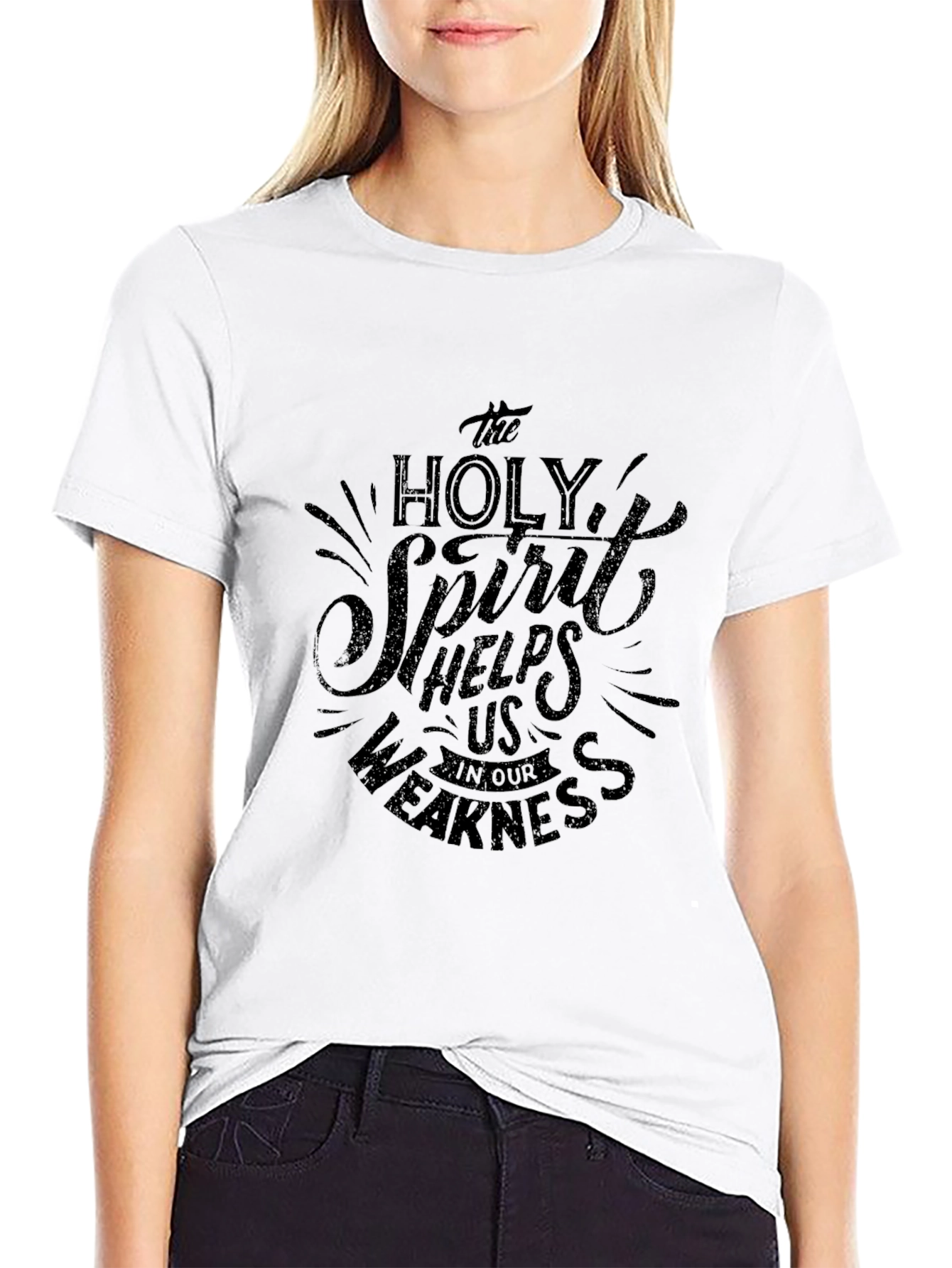 Holy Spirit Helps Mens Black Graphic T-Shirt