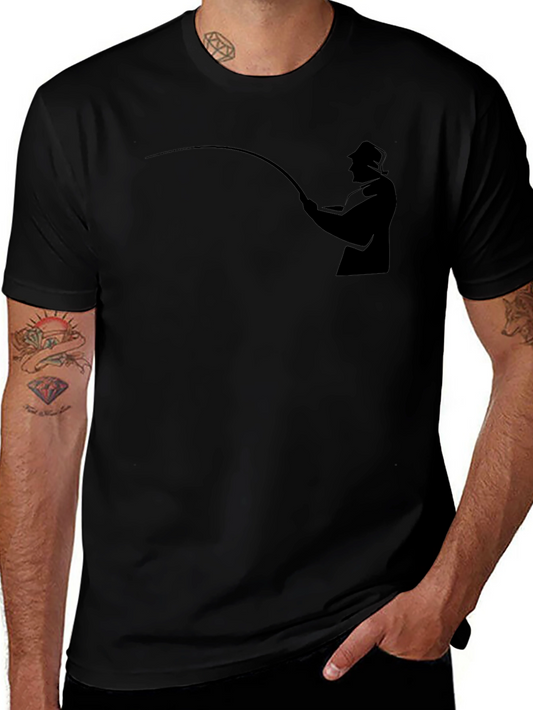 Fisherman Silhouette T-Shirt - Black