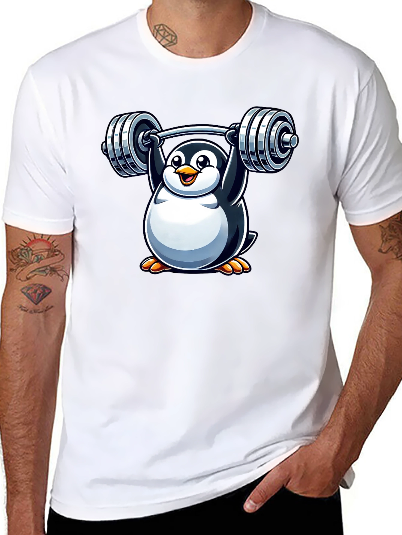 Penguin Weightlifting T-Shirt - Funny Gym Tee