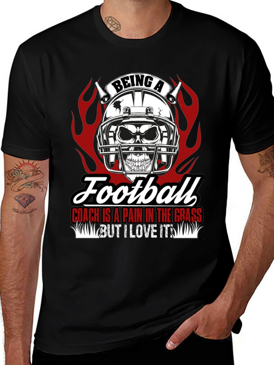 Football Coach Skull Graphic T-Shirt