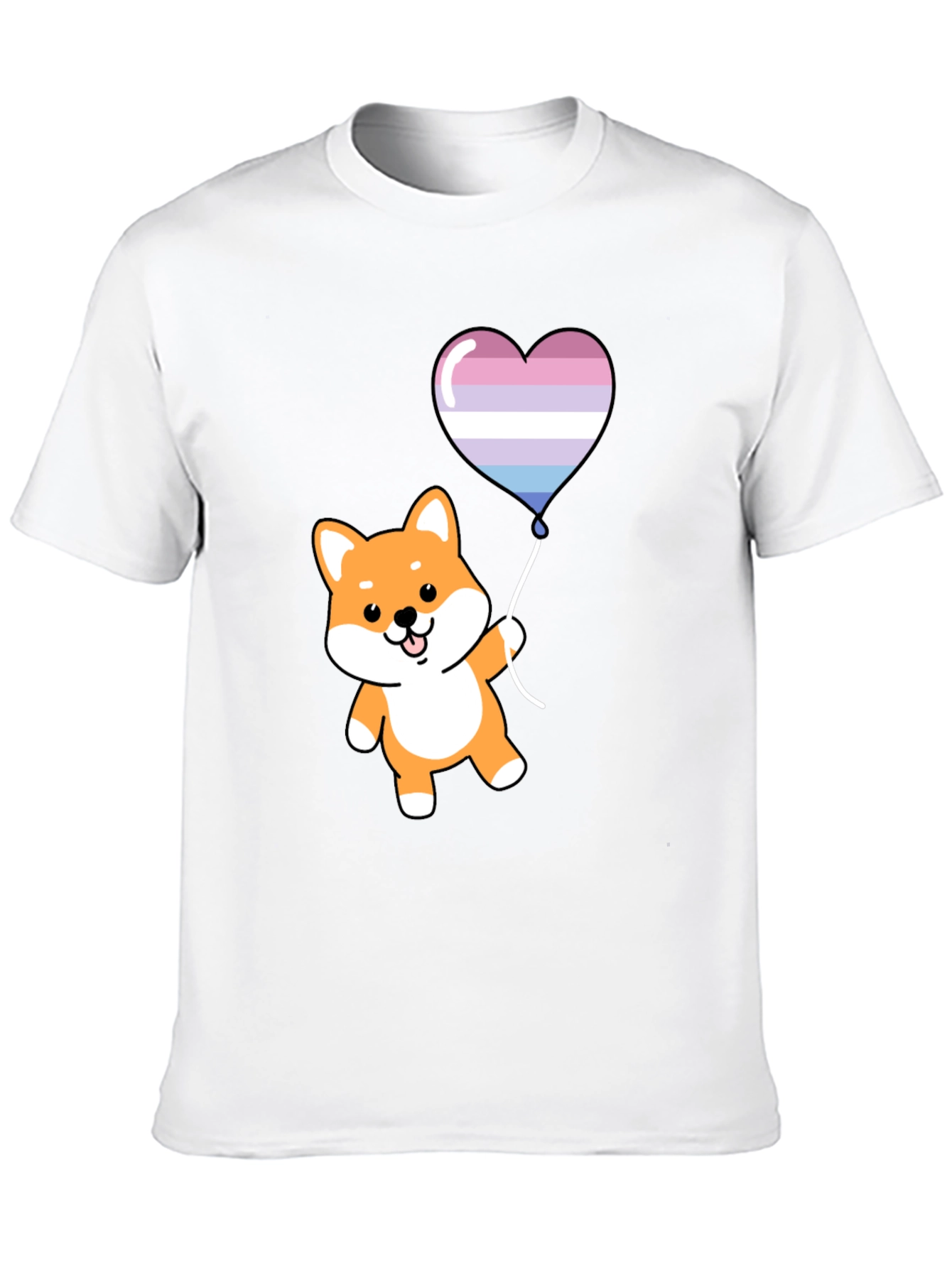 Shiba Inu Heart Balloon Graphic Tee