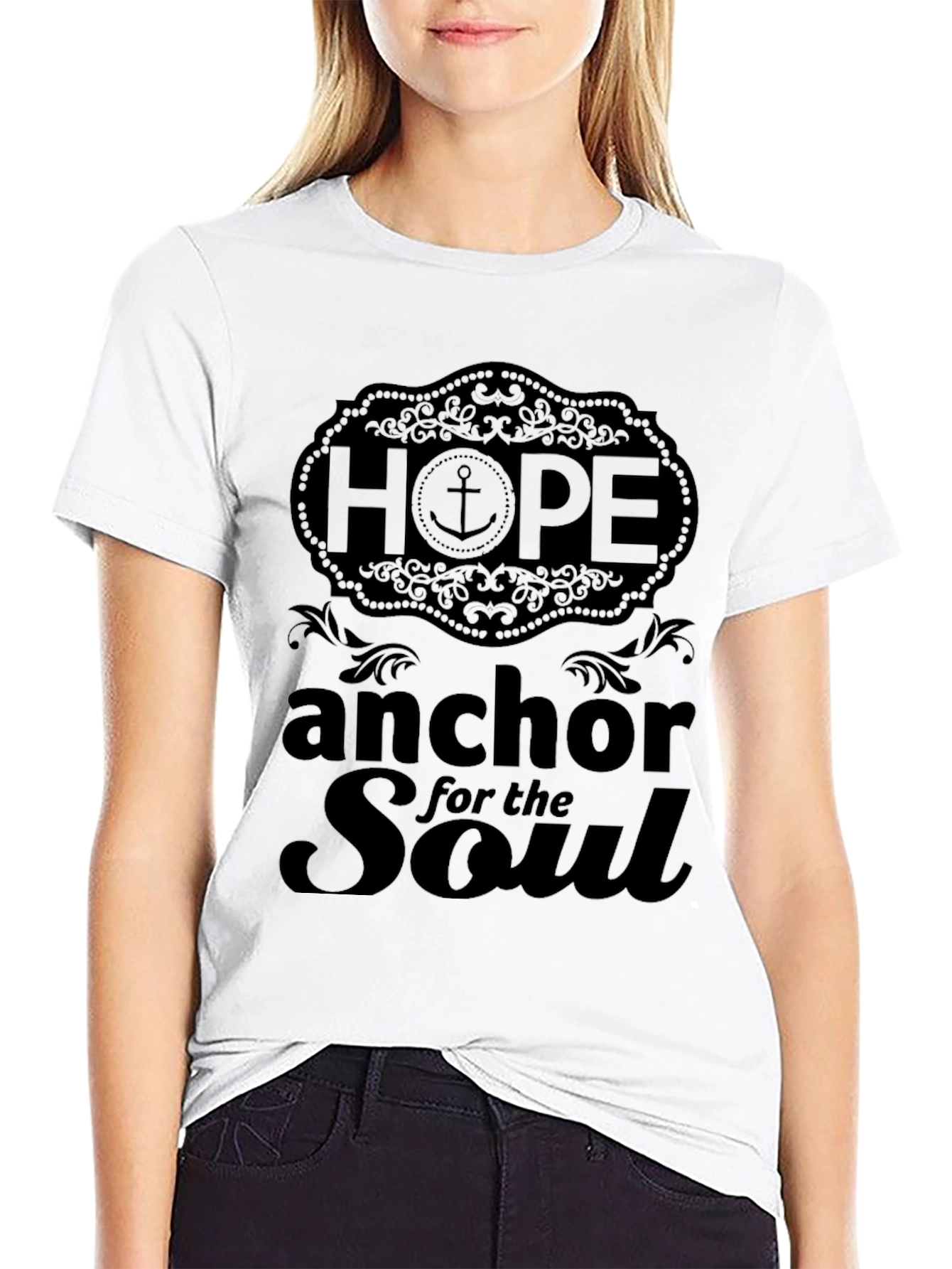 Hope Anchor Soul Black Graphic T-Shirt