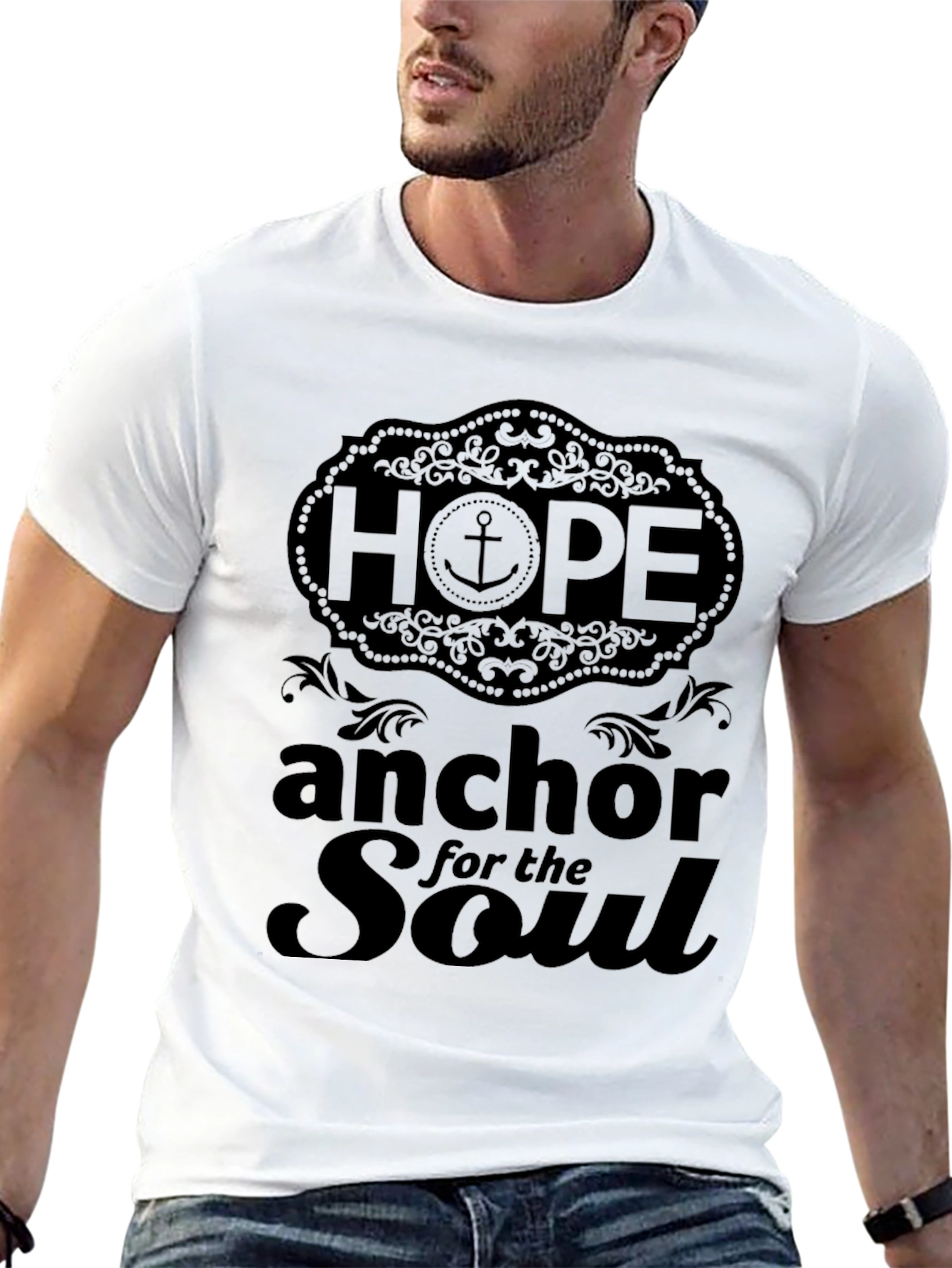 Hope Anchor Soul Black Graphic T-Shirt