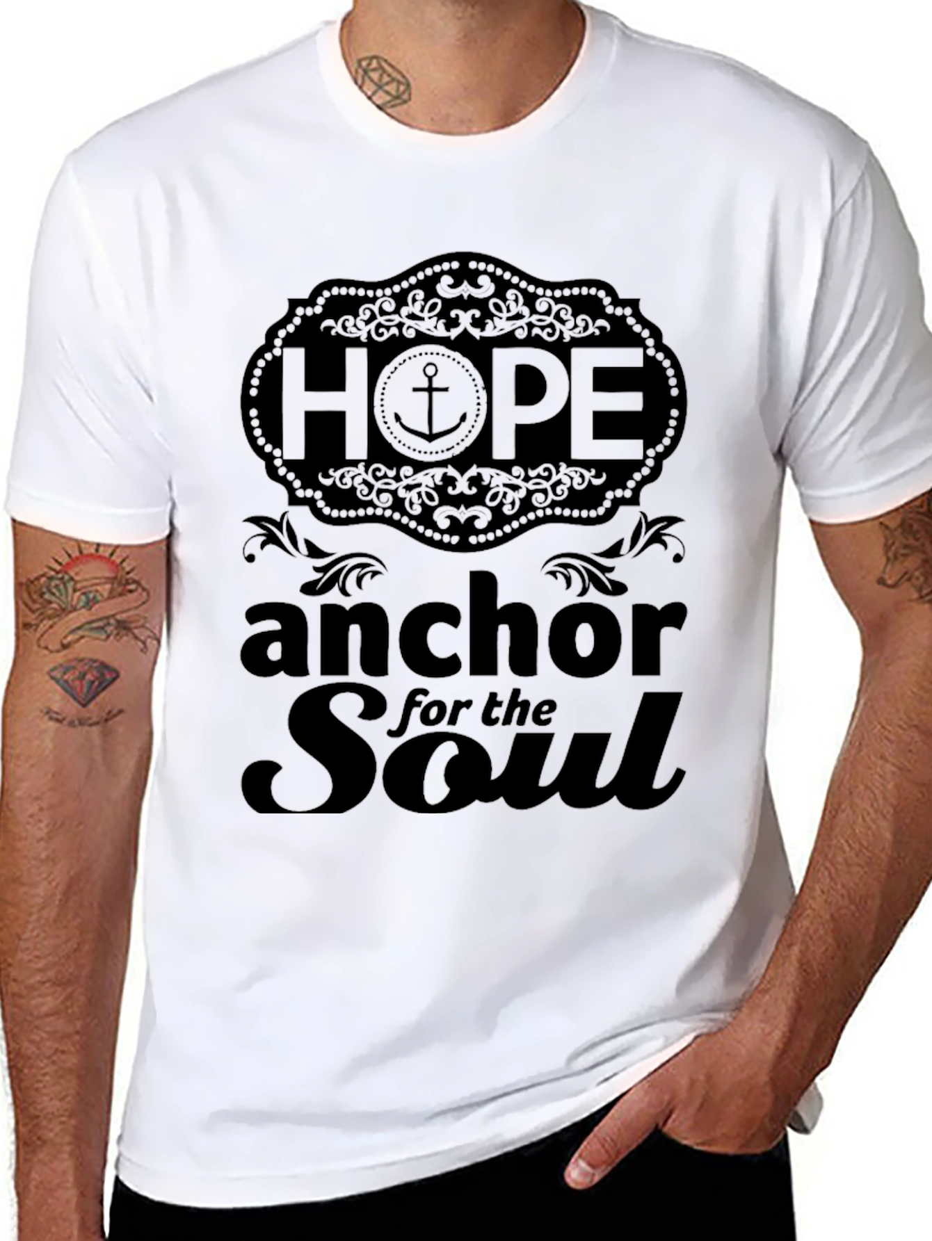 Hope Anchor Soul Black Graphic T-Shirt