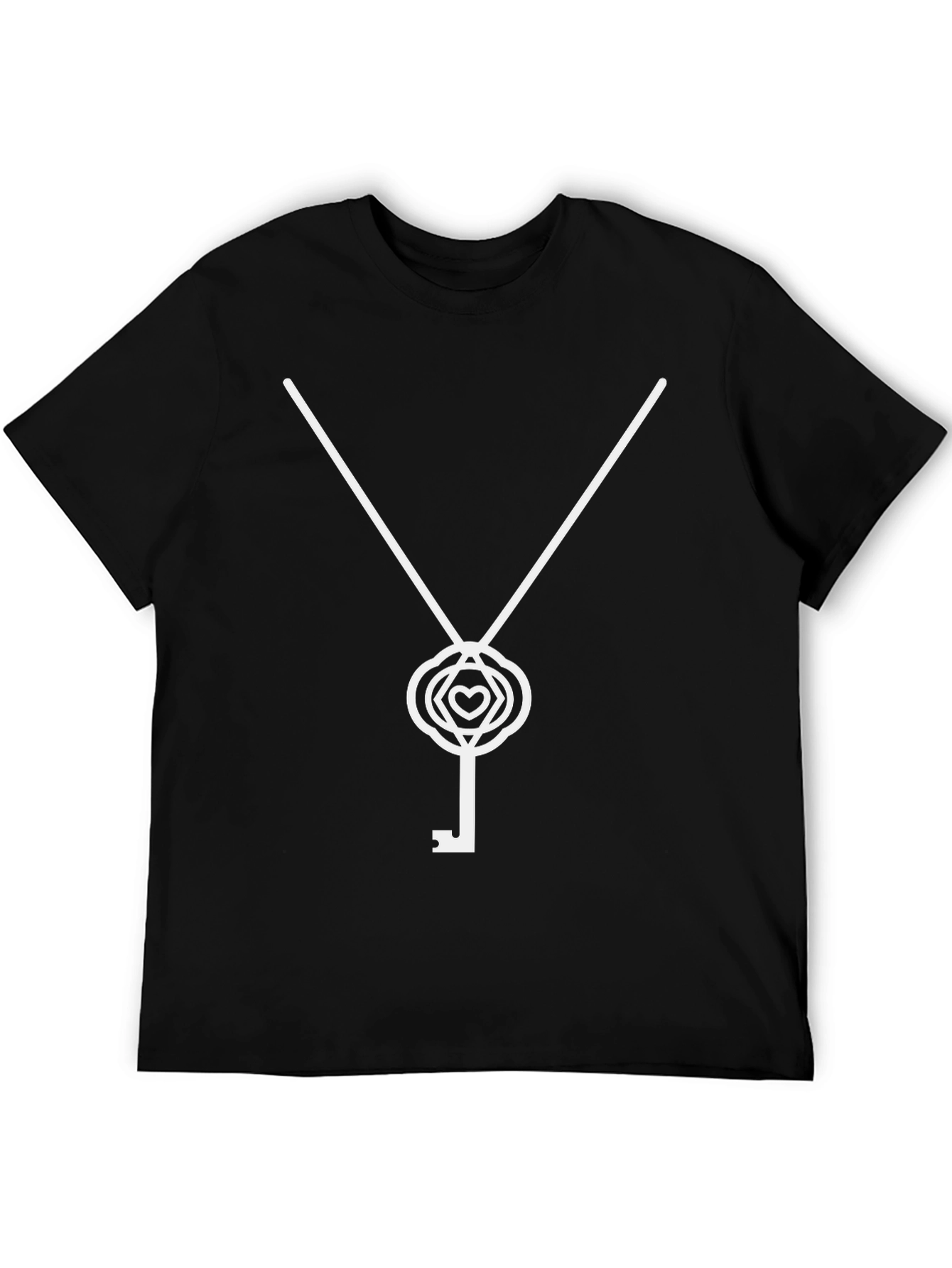 Heart Key Graphic Tee - Stylish Black T-Shirt