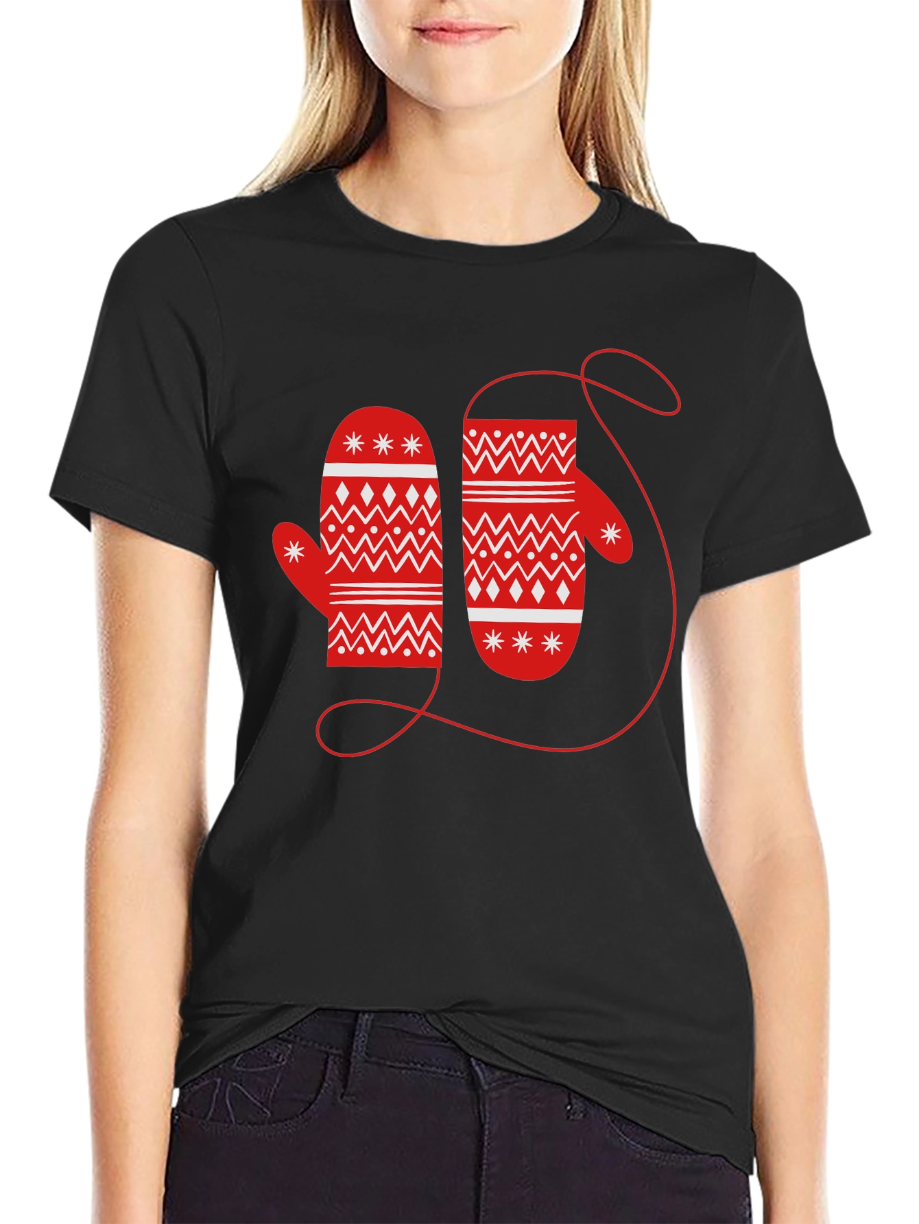 Festive Mitten Graphic Tee - Holiday Cheer
