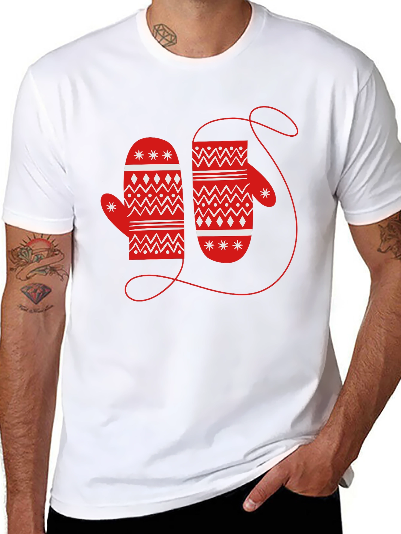 Festive Mitten Graphic Tee - Holiday Cheer