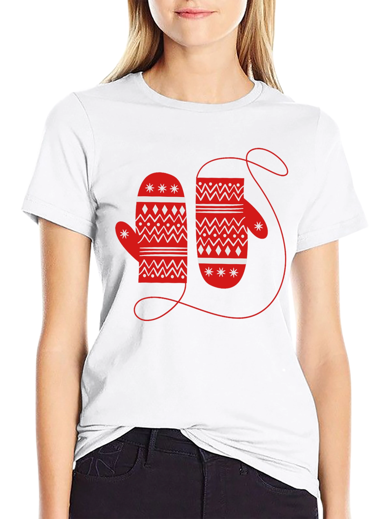Festive Mitten Graphic Tee - Holiday Cheer