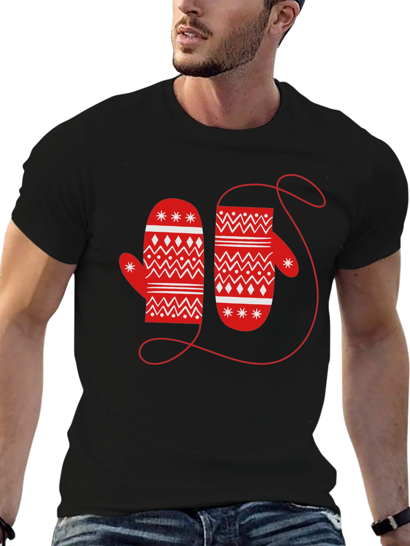 Festive Mitten Graphic Tee - Holiday Cheer