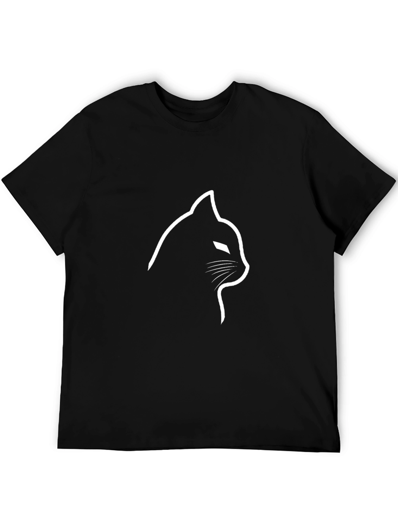 Minimalist Cat Silhouette Black T-Shirt