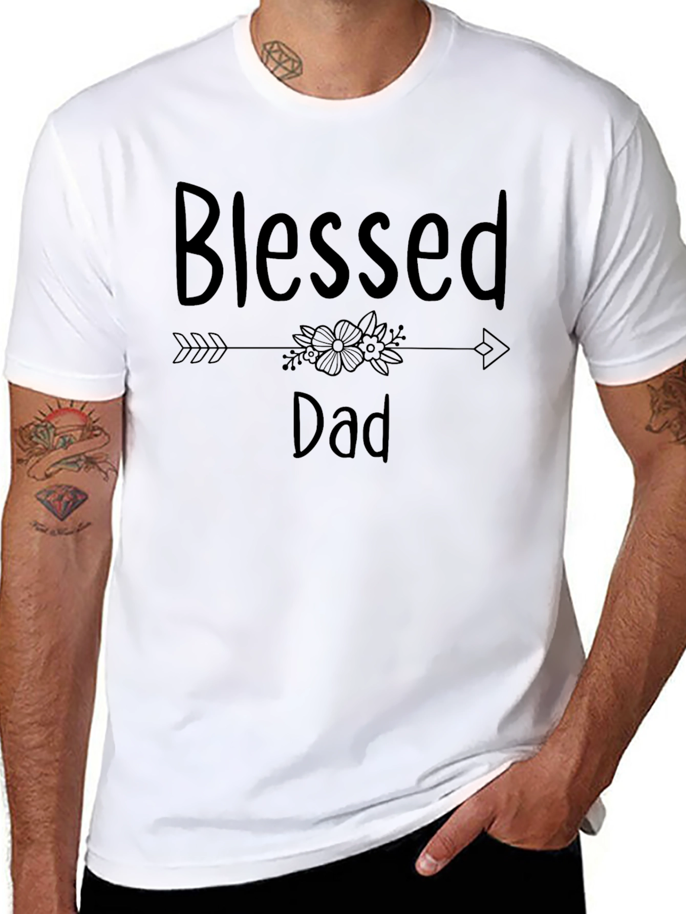 Blessed Dad Graphic Tee - Mens Black T-Shirt