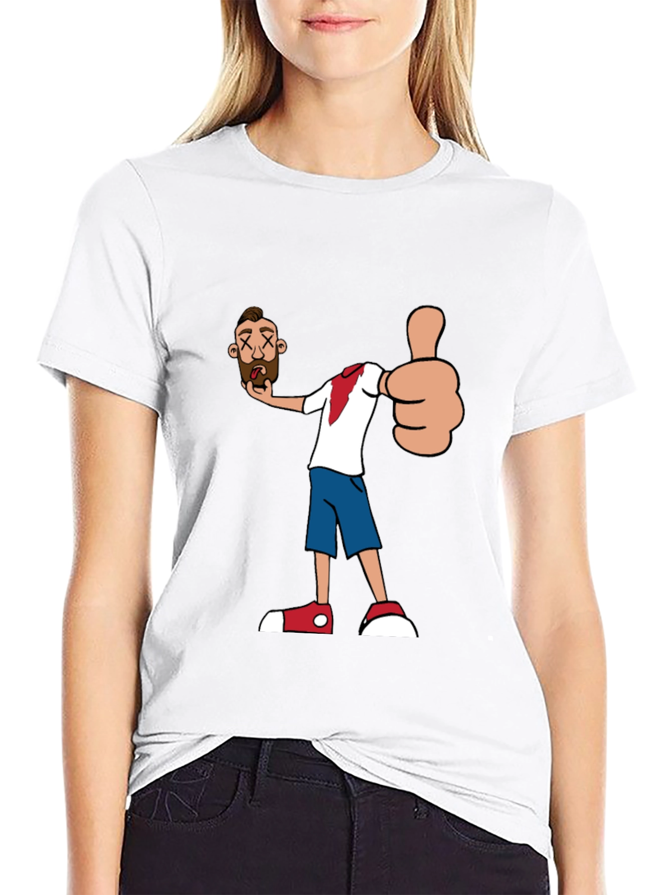 Funny Cartoon Head T-Shirt - Black