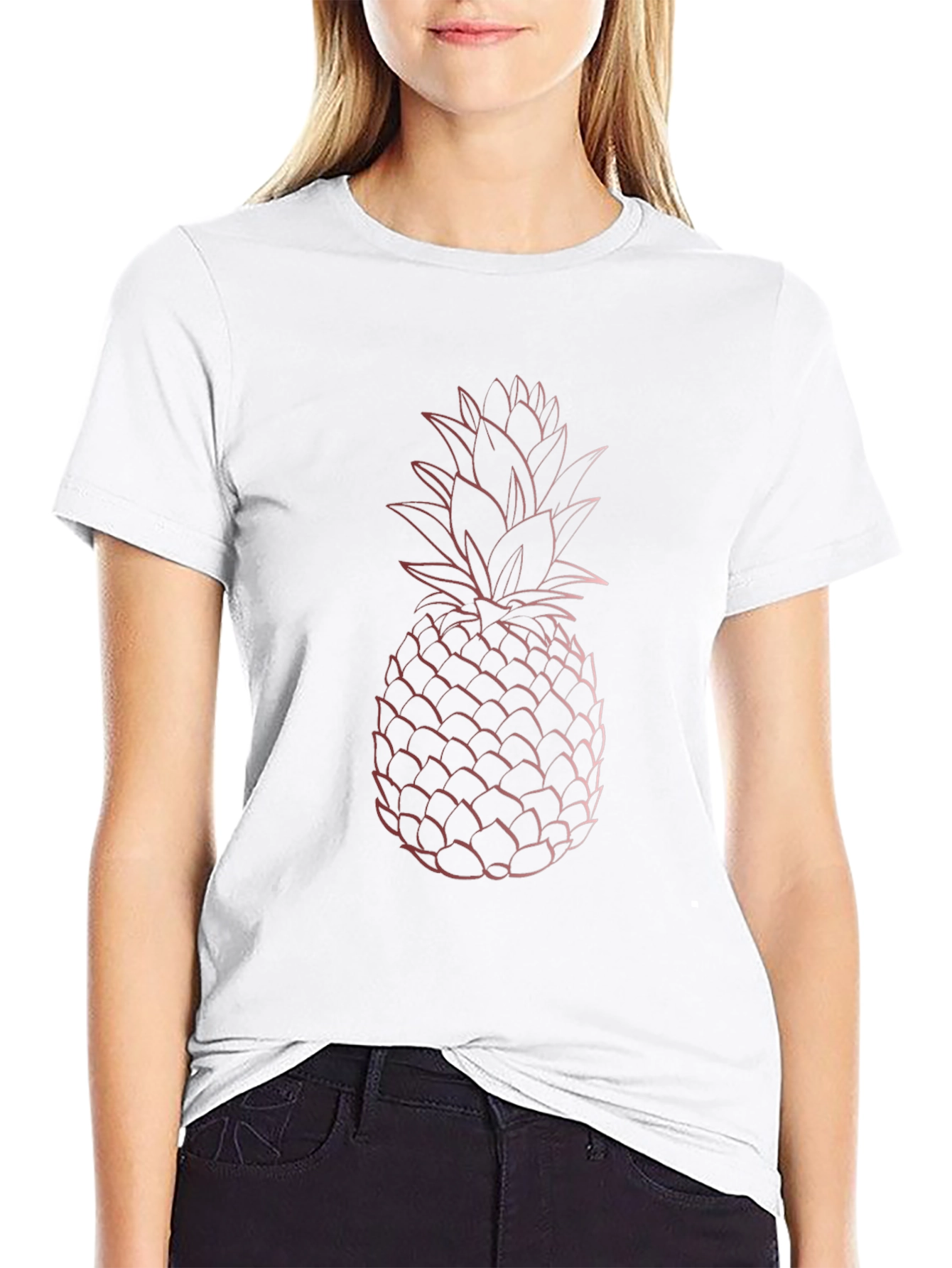 Stylish Black Pineapple Graphic Tee - Casual Comfort