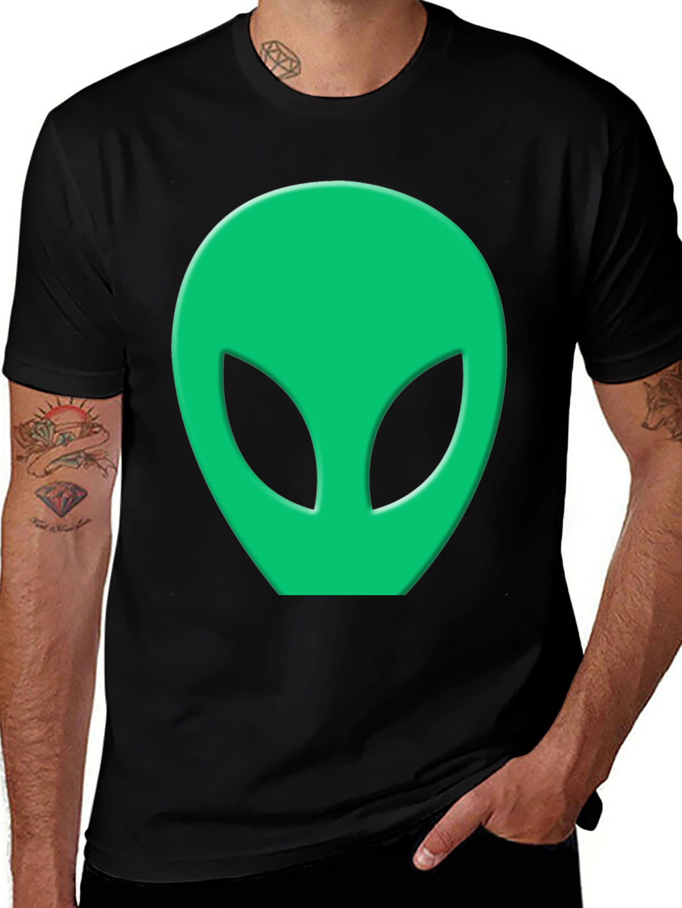 Alien Head Graphic Tee - Black T-Shirt