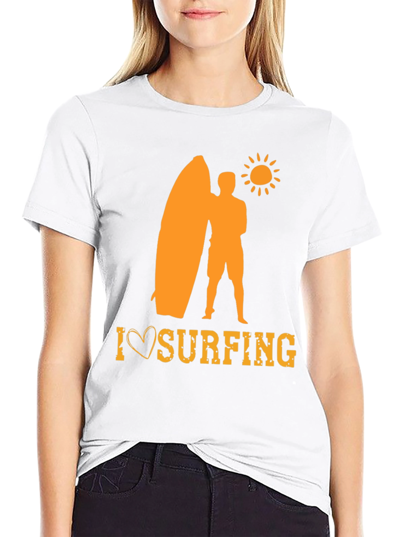 I Love Surfing Graphic Tee - Black