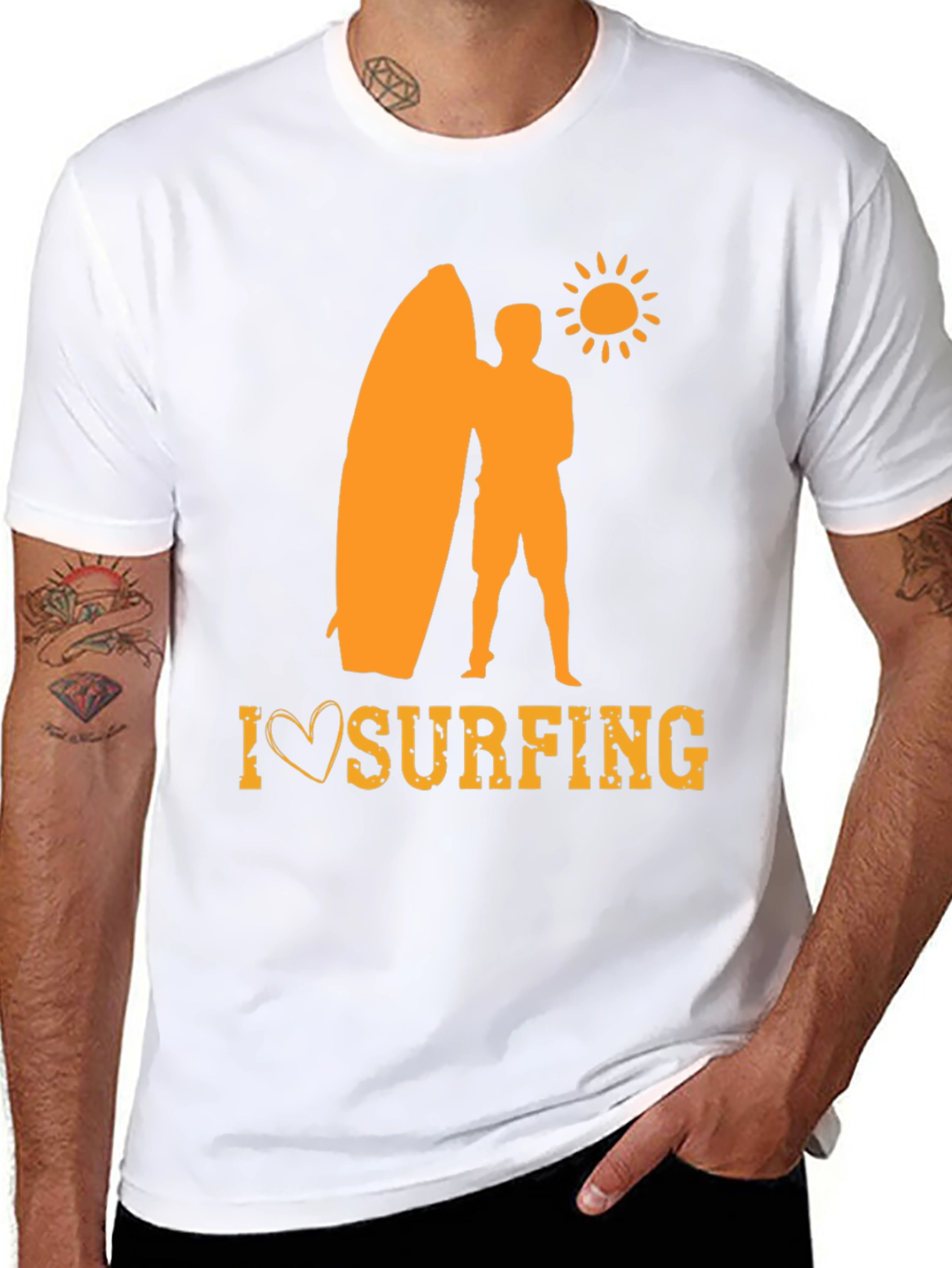 I Love Surfing Graphic Tee - Black