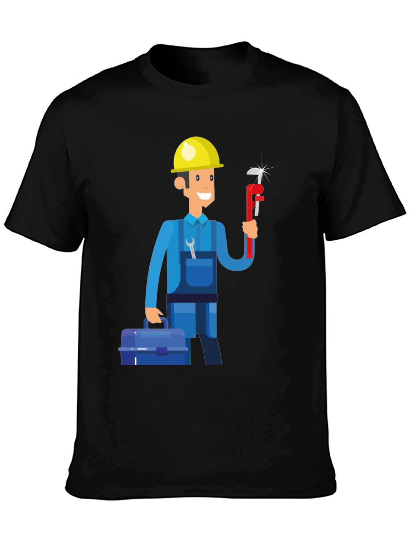 Cartoon Plumber Graphic Tee - Black T-Shirt
