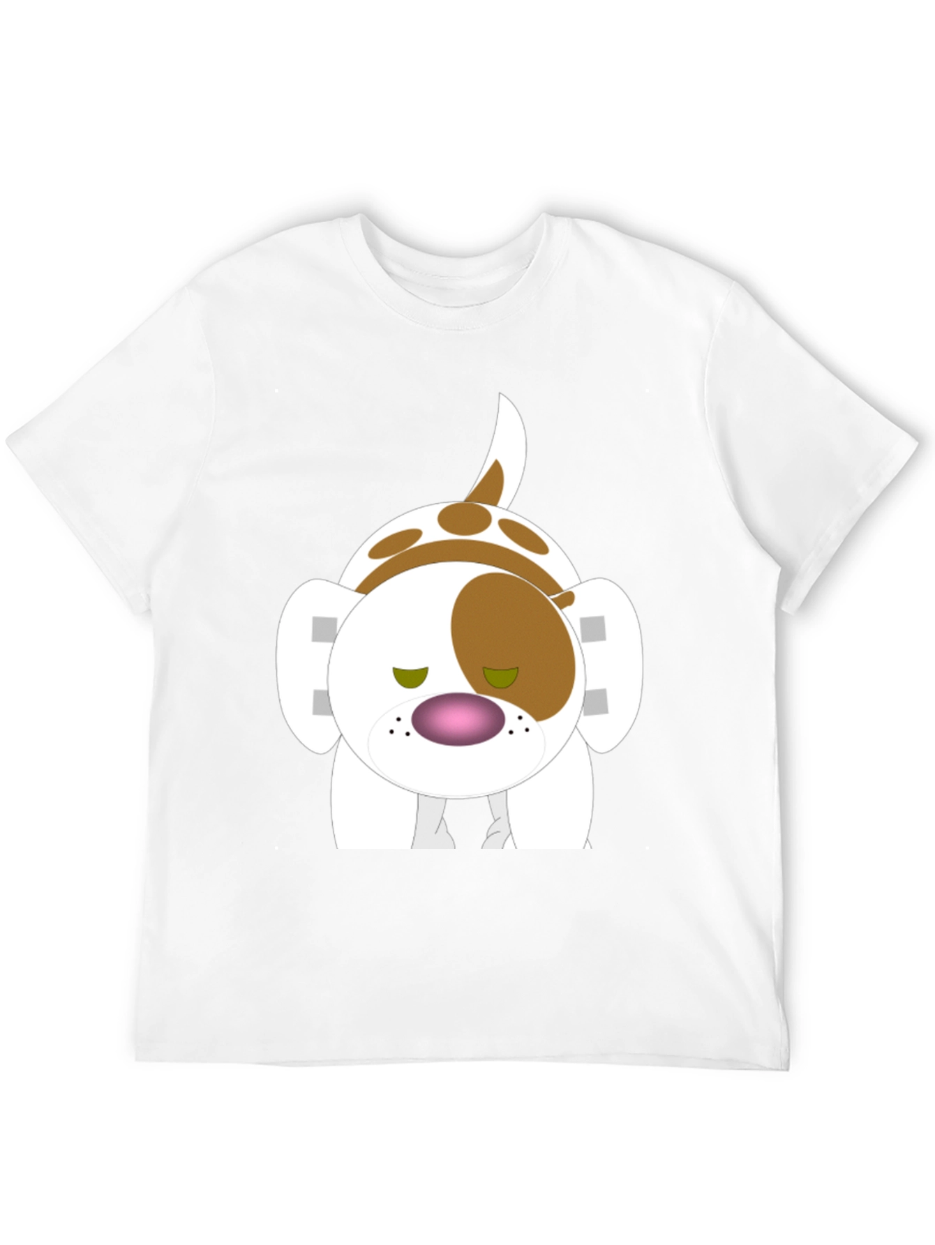 Cartoon Dog Graphic Tee - Black Cotton Blend