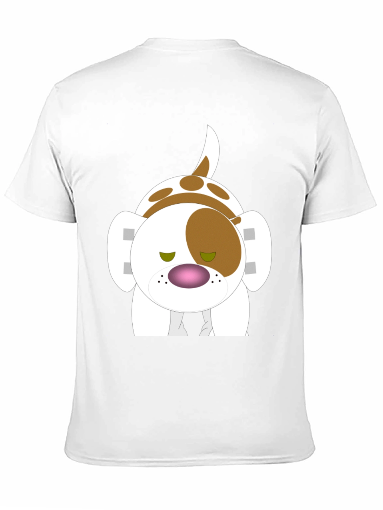 Cartoon Dog Graphic Tee - Black Cotton Blend