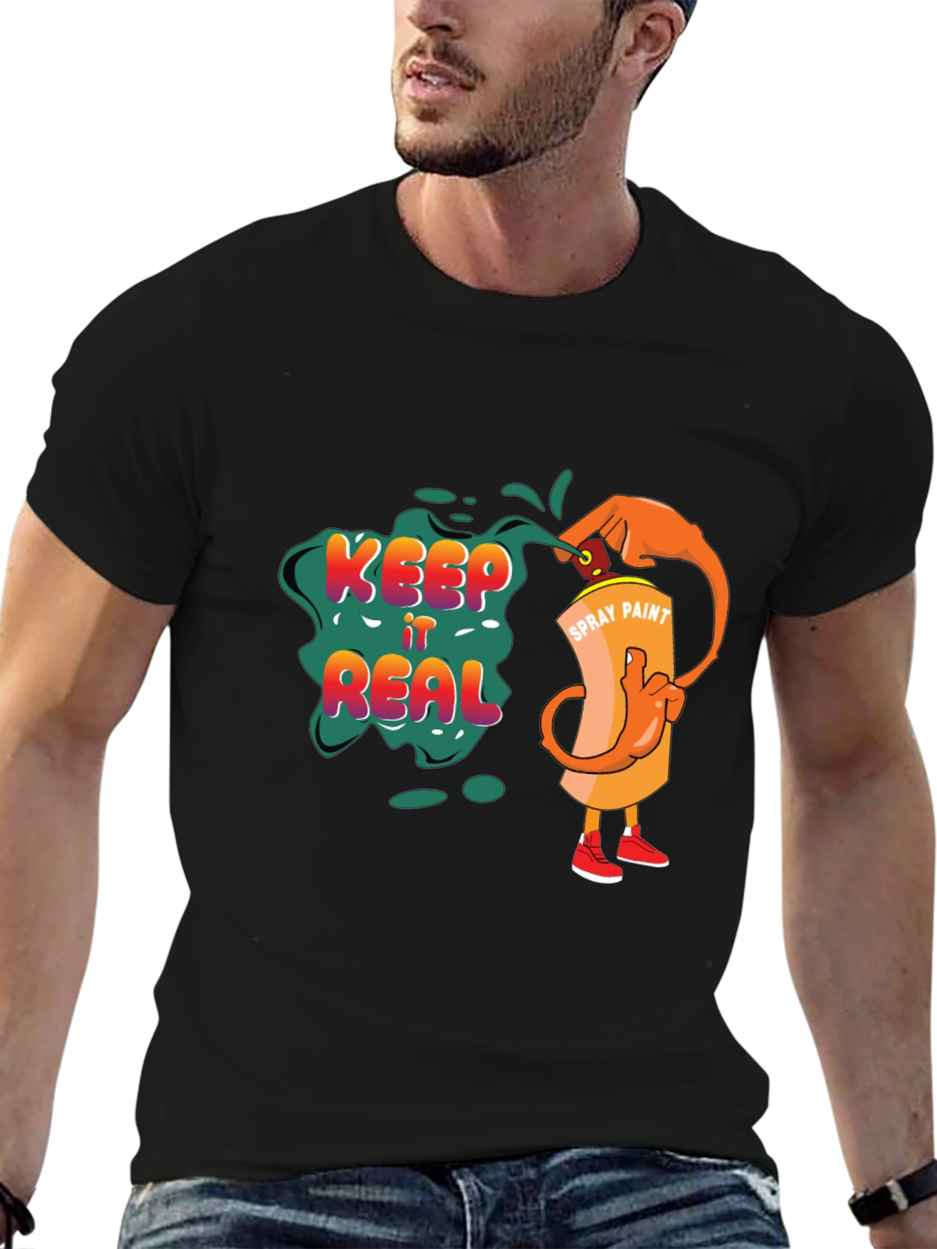 Keep It Real Graphic Tee - Spray Paint Design