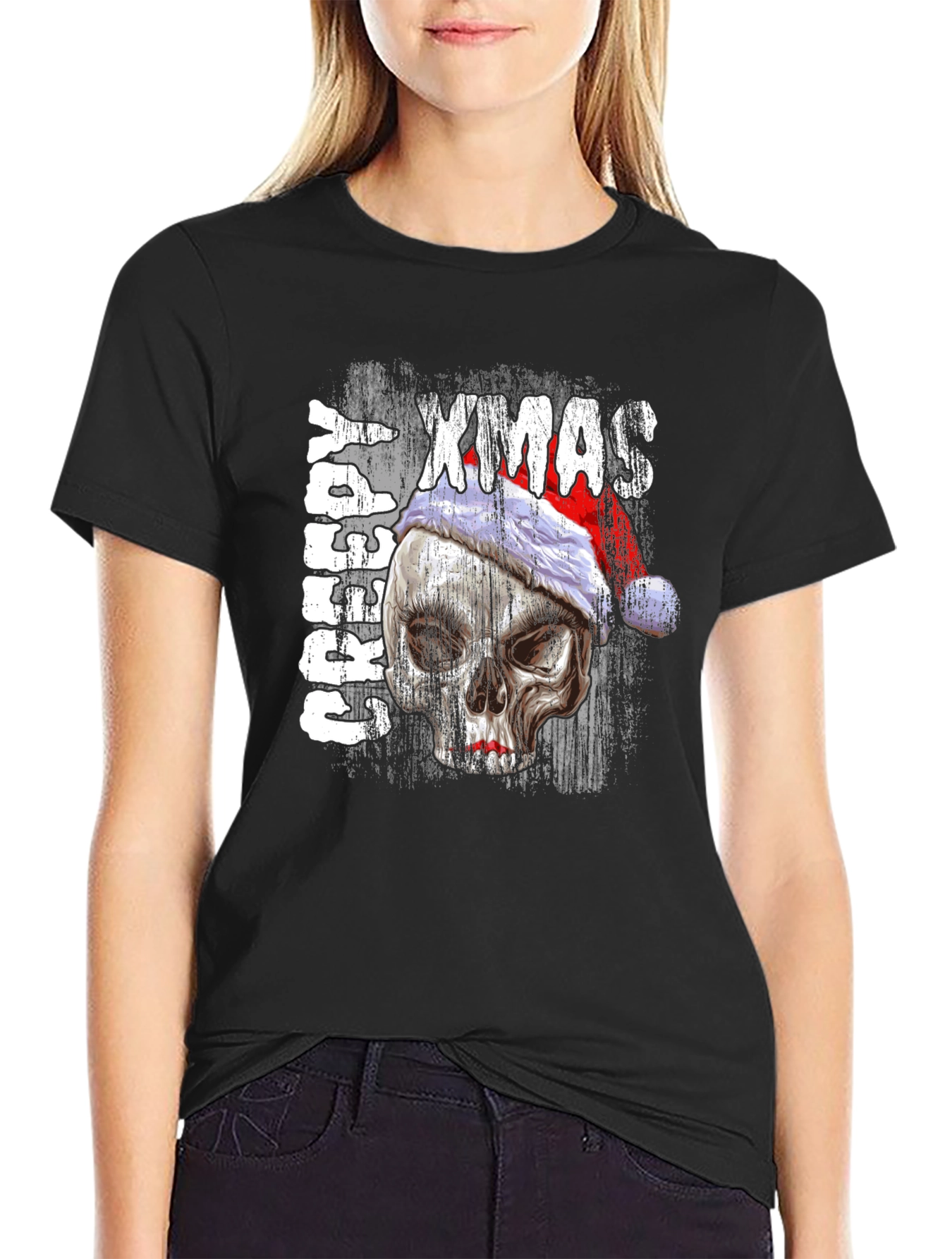 Creepy Xmas Skull T-Shirt - Holiday Horror