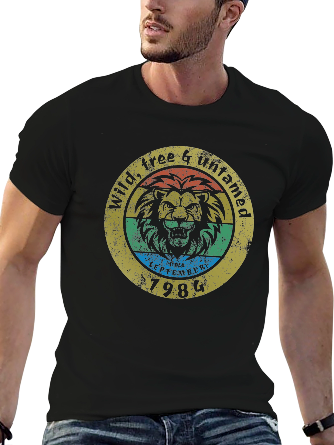 Wild Lion Untamed Graphic Tee - Retro Style
