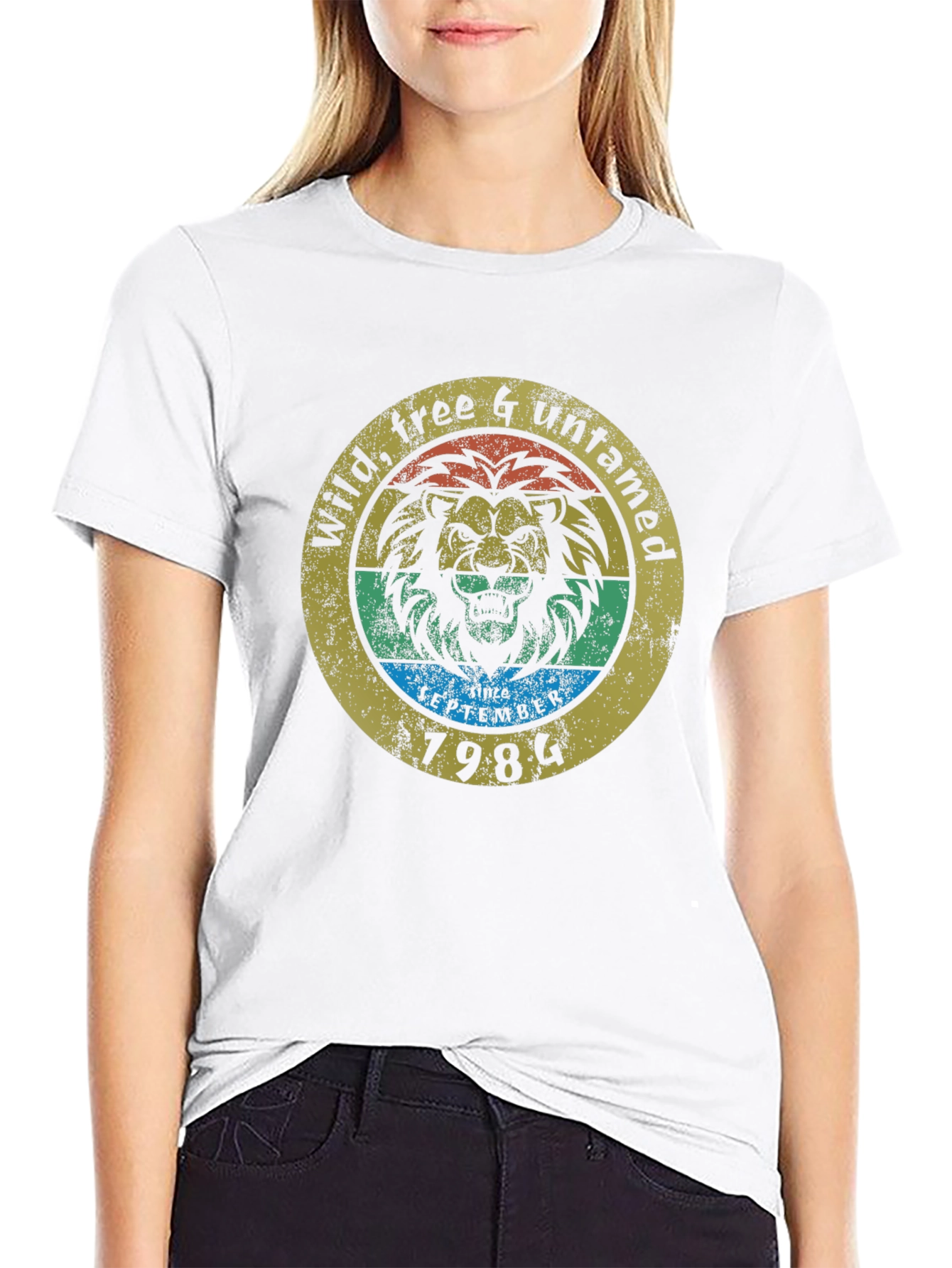 Wild Lion Untamed Graphic Tee - Retro Style
