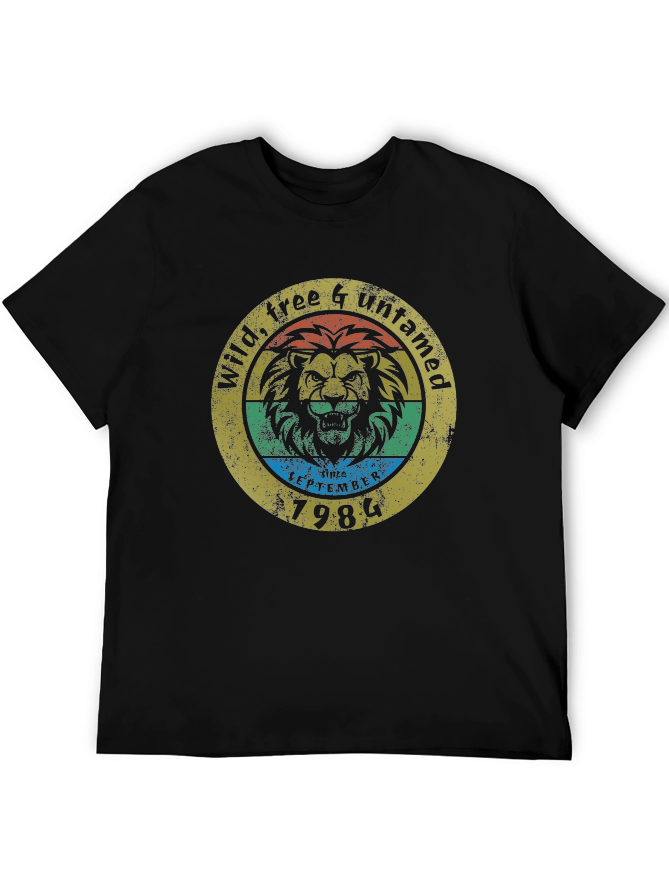 Wild Lion Untamed Graphic Tee - Retro Style