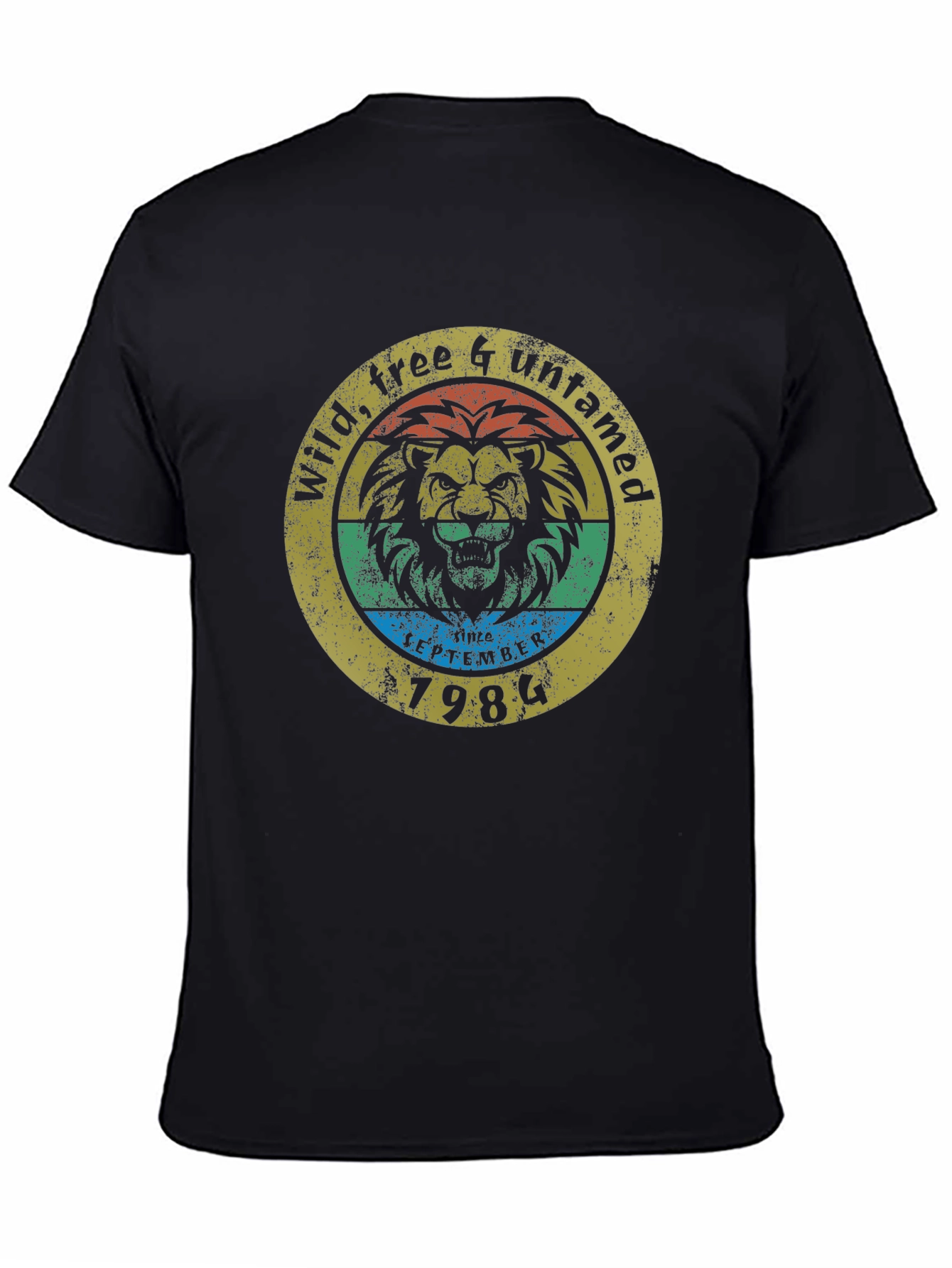 Wild Lion Untamed Graphic Tee - Retro Style