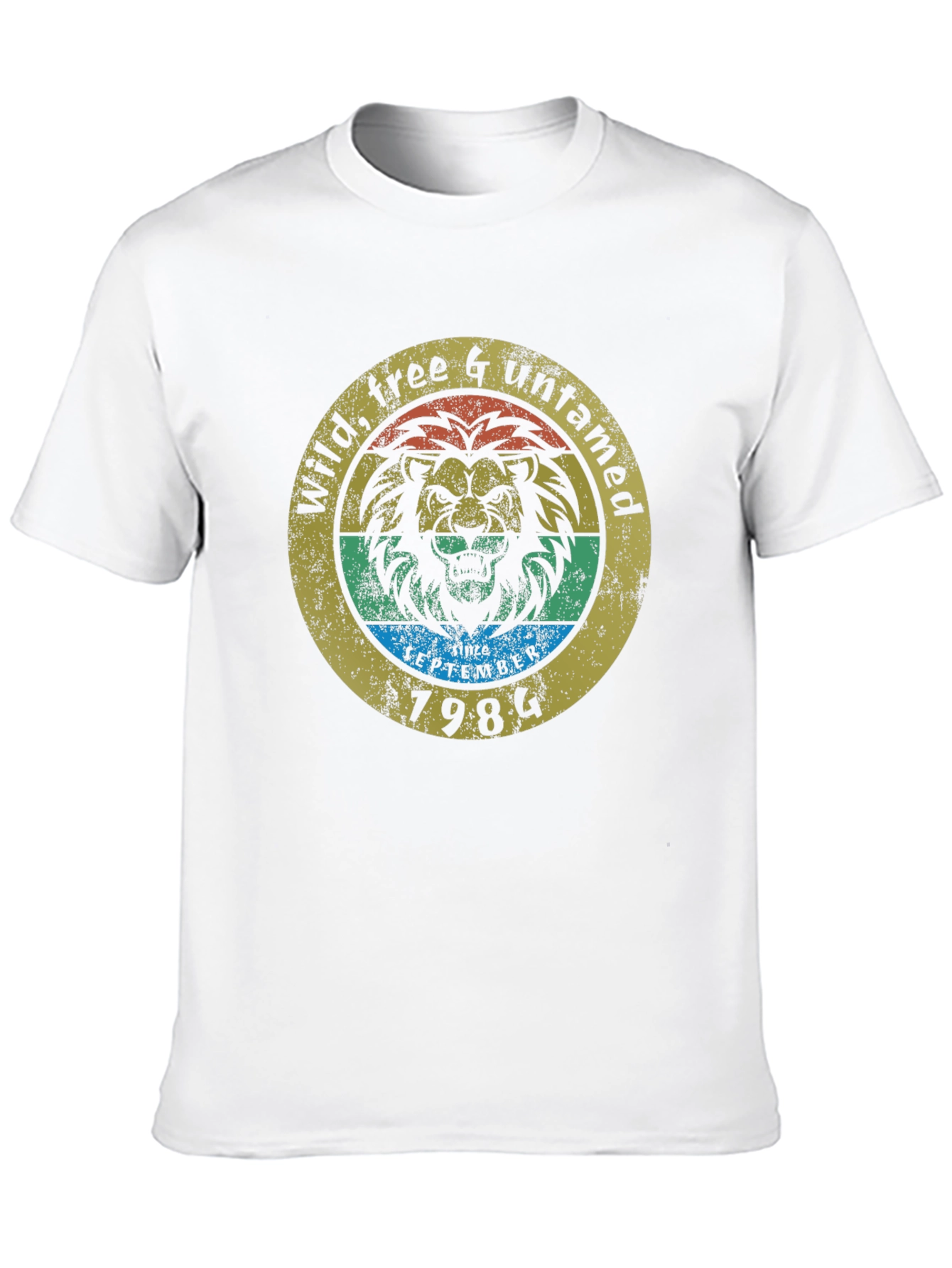 Wild Lion Untamed Graphic Tee - Retro Style