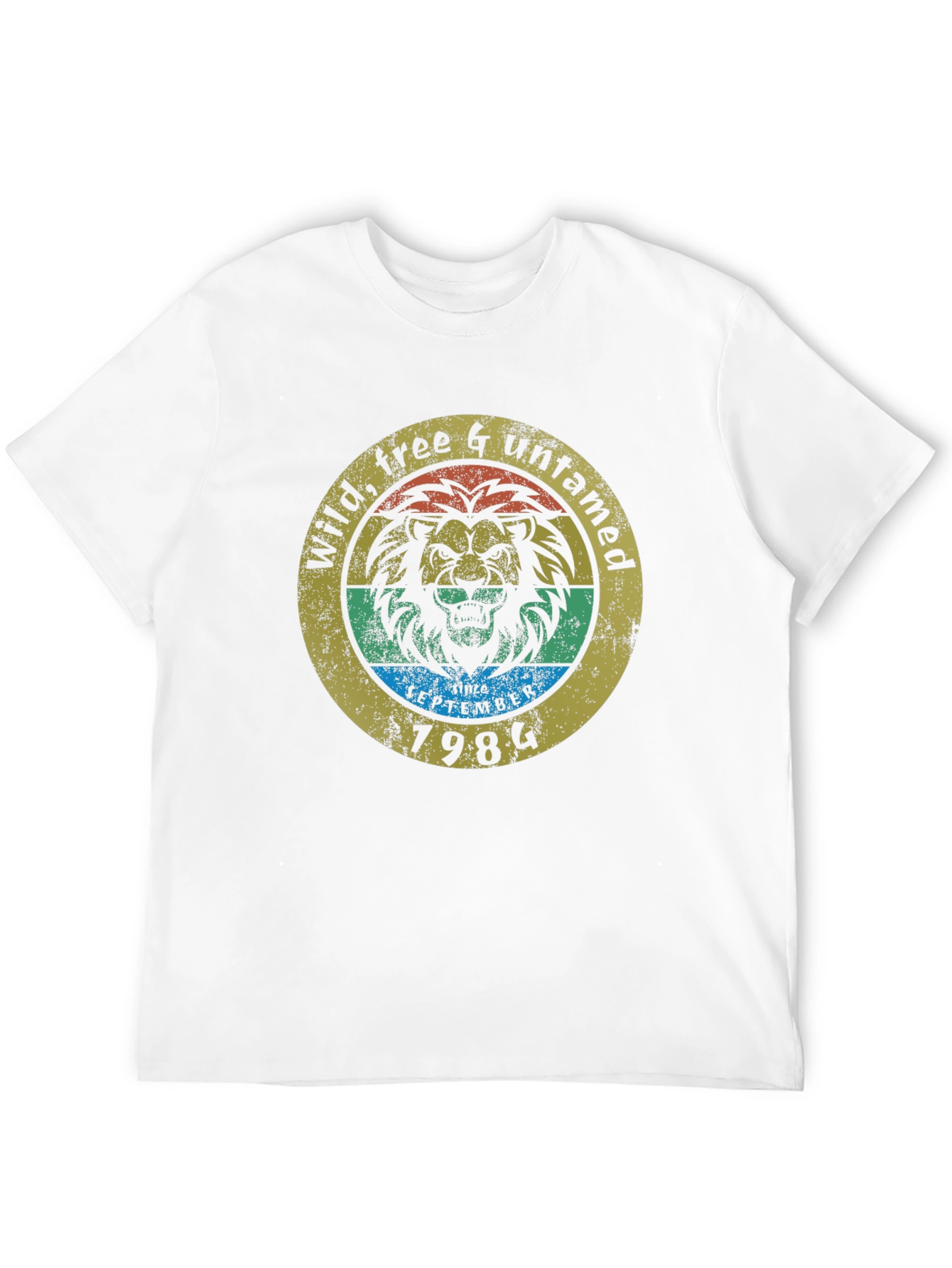 Wild Lion Untamed Graphic Tee - Retro Style