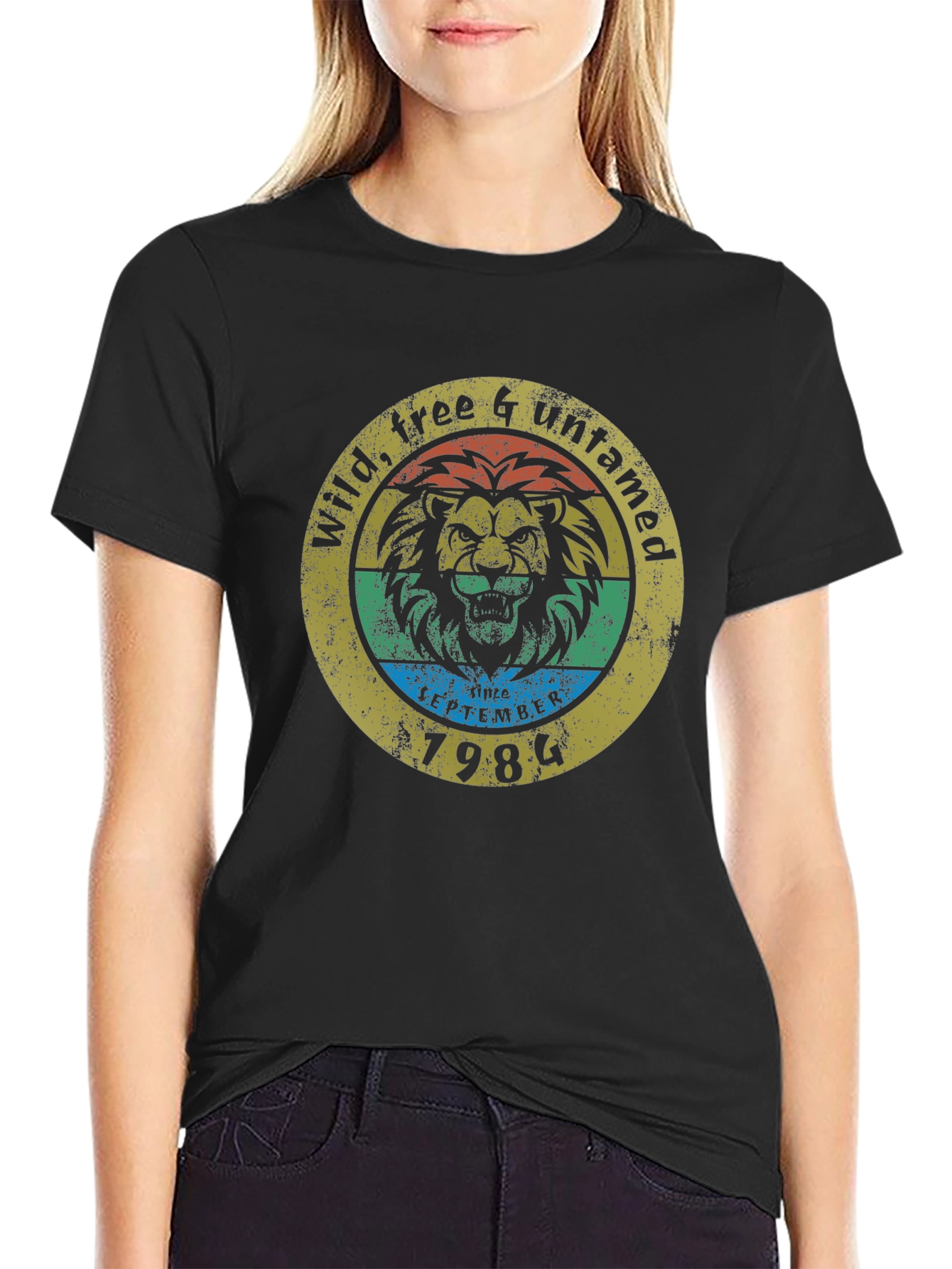 Wild Lion Untamed Graphic Tee - Retro Style