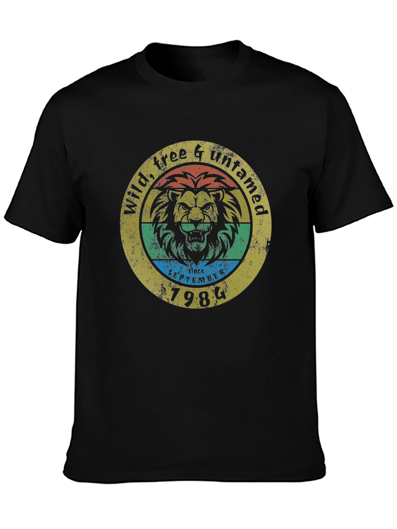Wild Lion Untamed Graphic Tee - Retro Style
