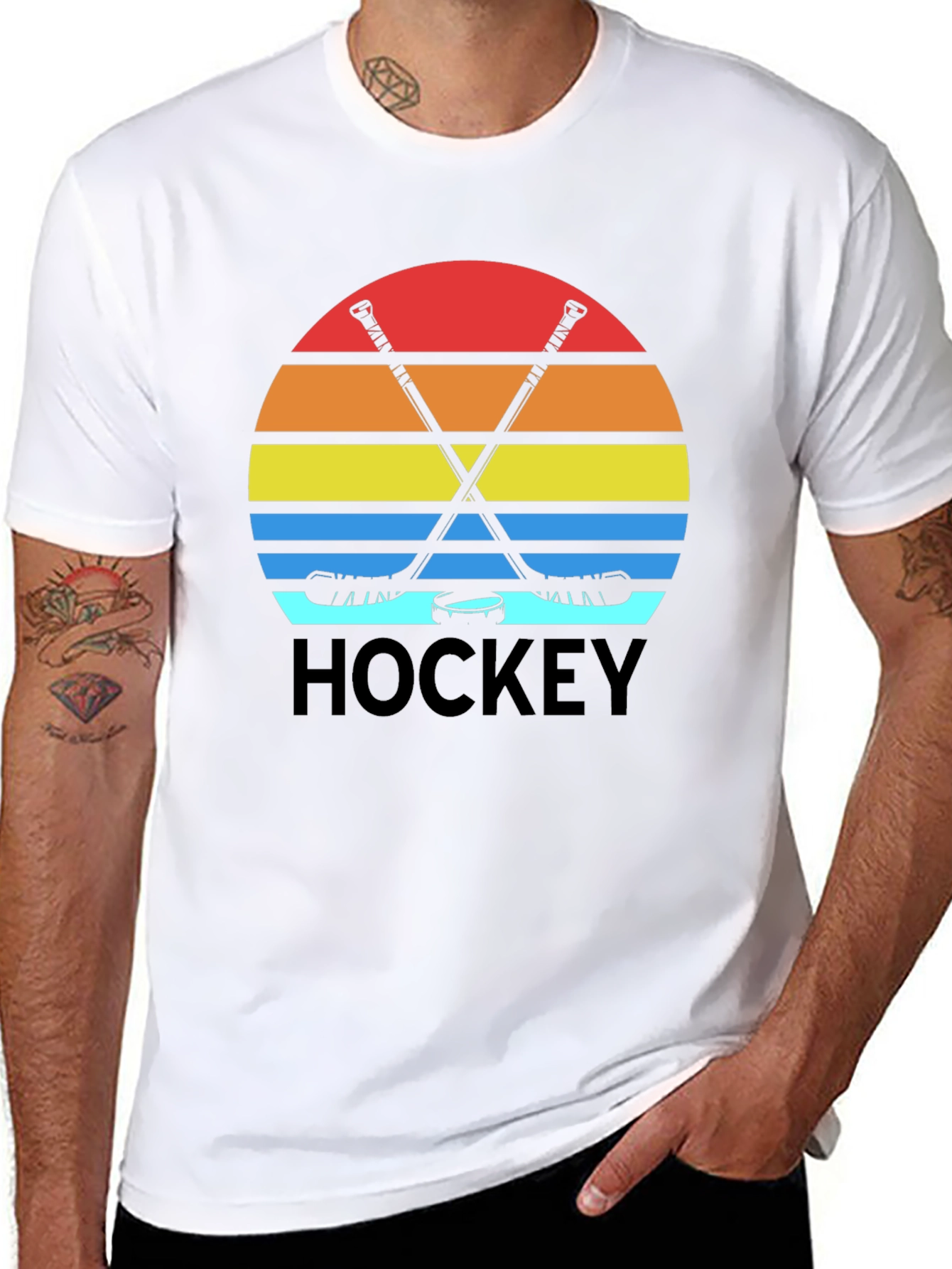 Retro Hockey Sunset Graphic T-Shirt