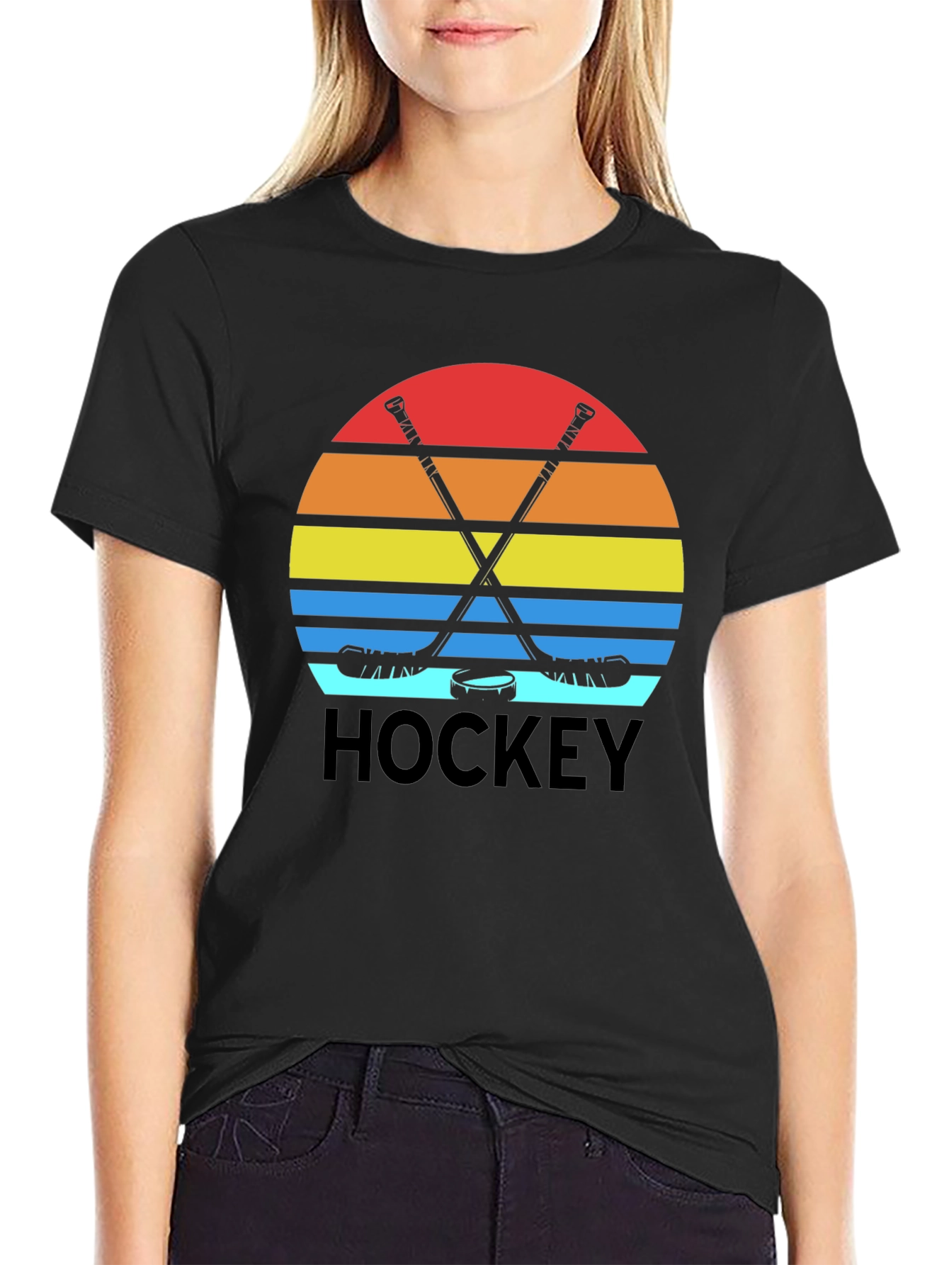 Retro Hockey Sunset Graphic T-Shirt