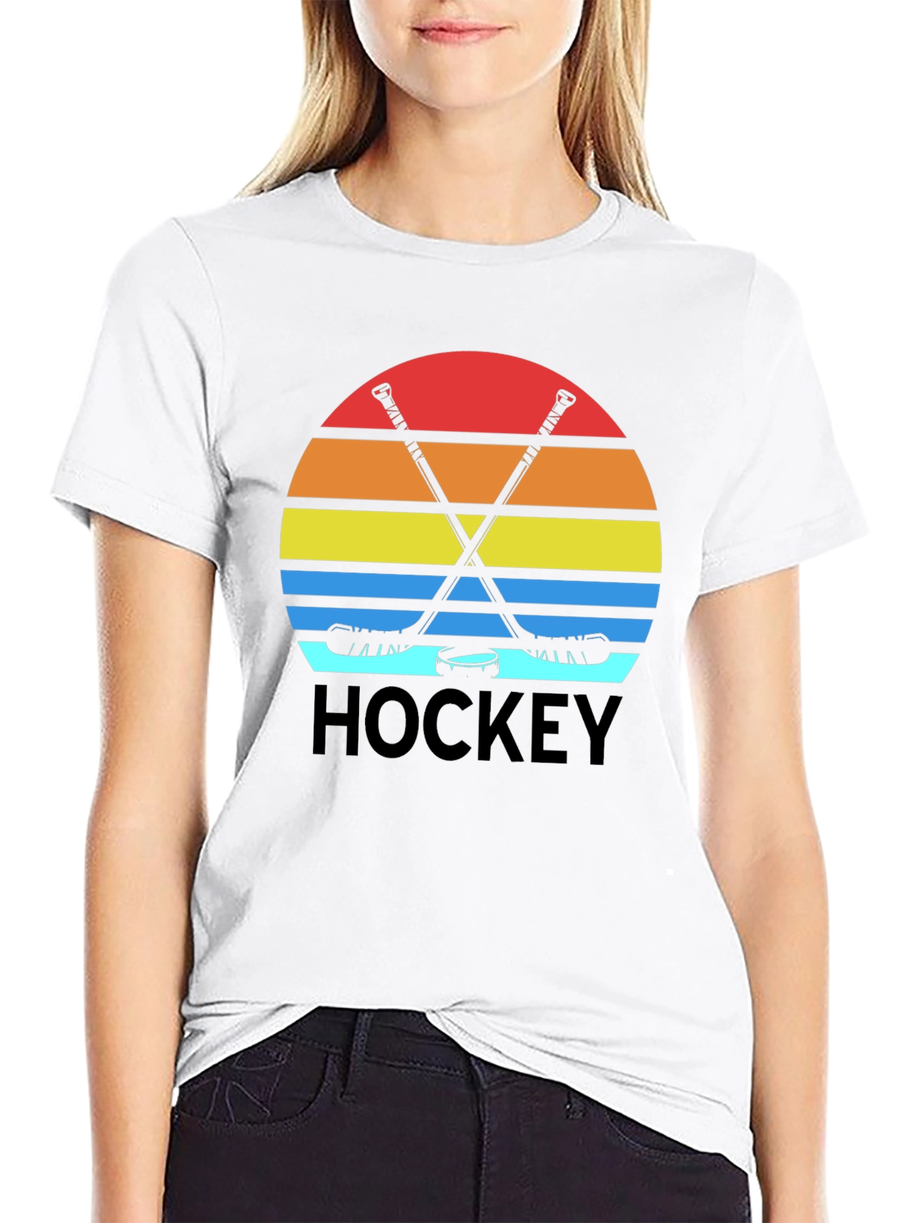 Retro Hockey Sunset Graphic T-Shirt