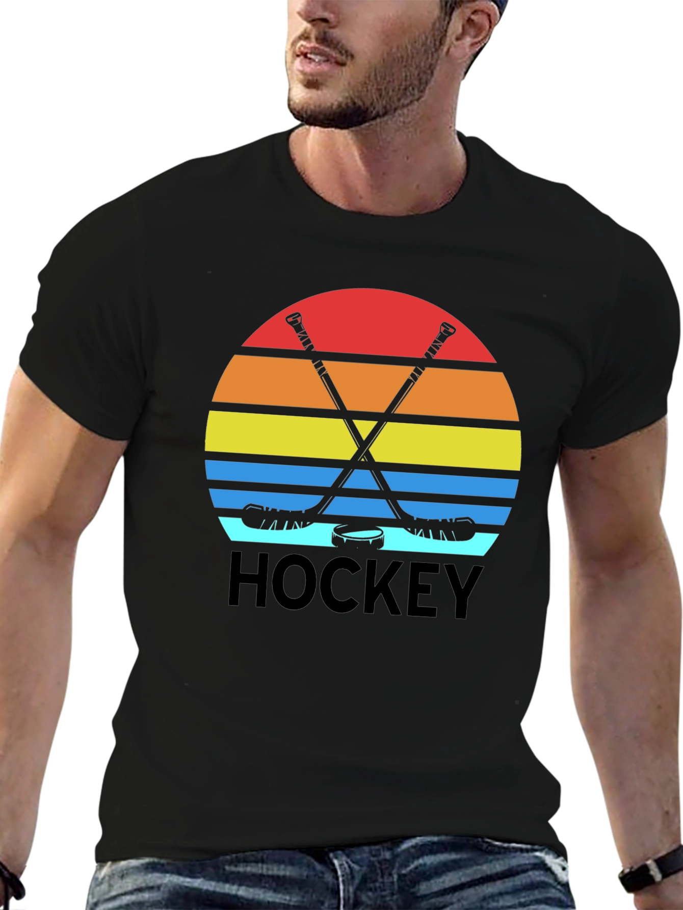 Retro Hockey Sunset Graphic T-Shirt