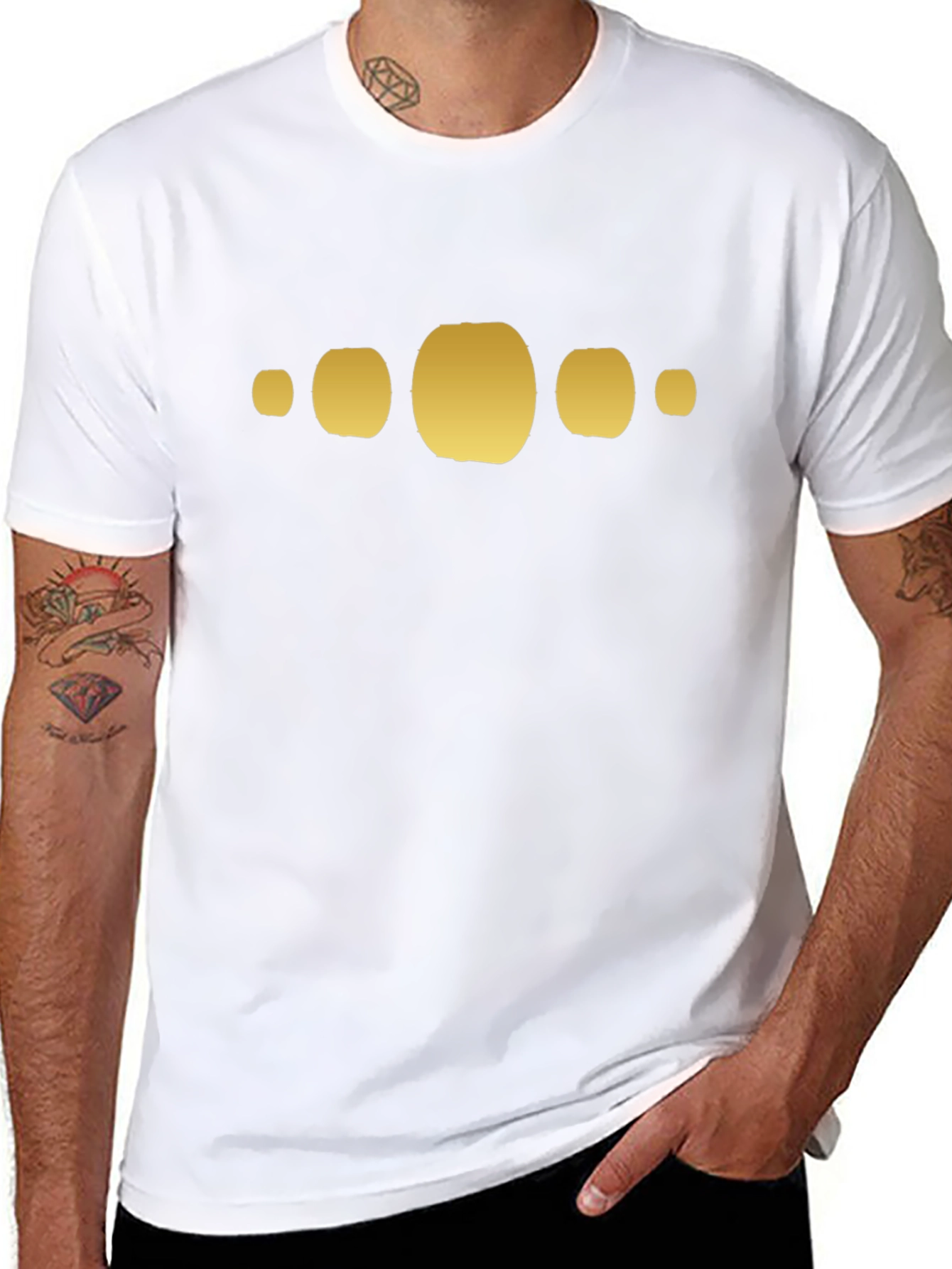 Geometric Gold Graphic Black T-Shirt