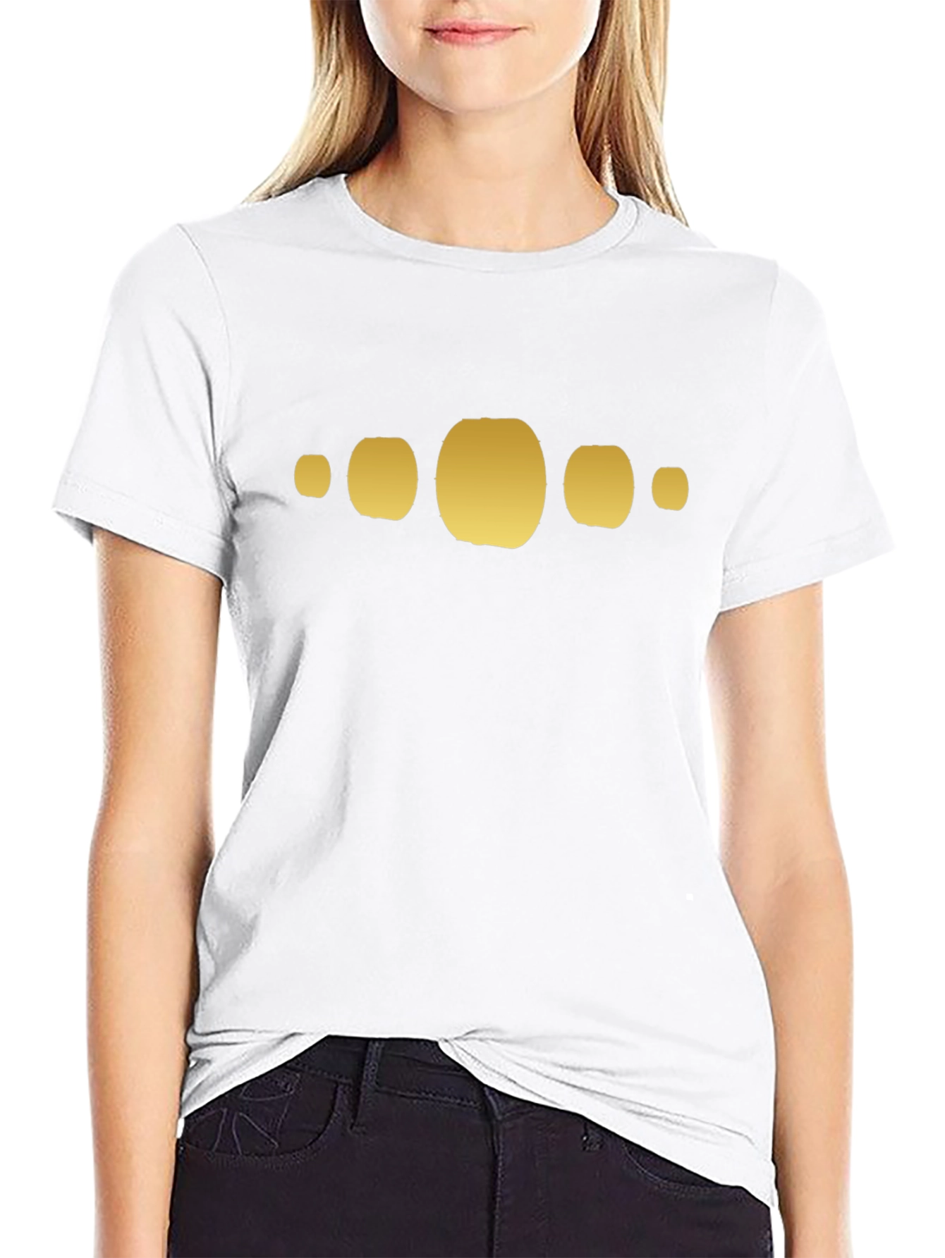 Geometric Gold Graphic Black T-Shirt