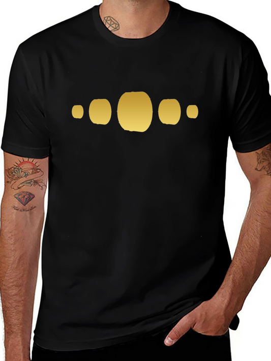 Geometric Gold Graphic Black T-Shirt