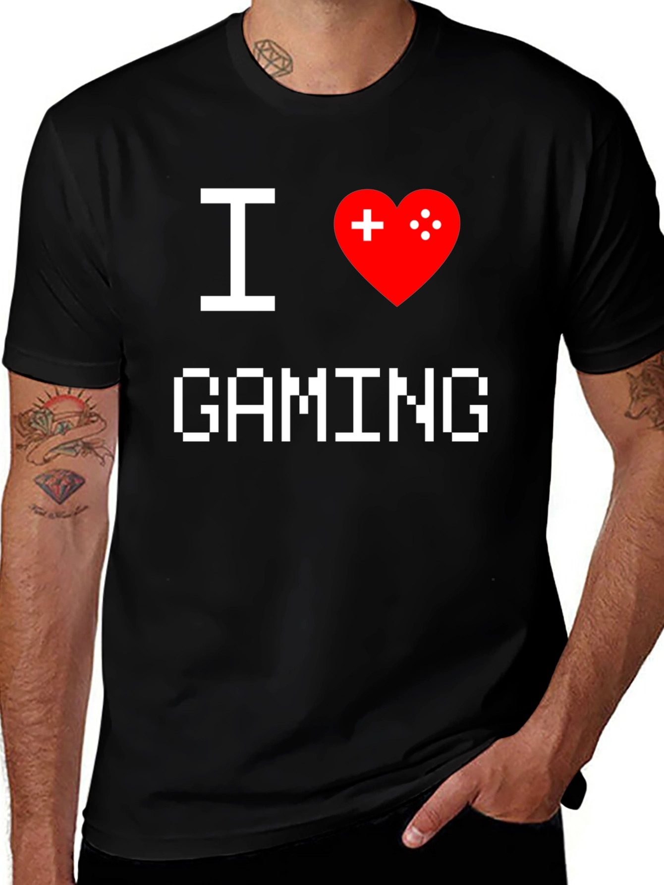 I Love Gaming T-Shirt - Pixel Heart Gamer Tee