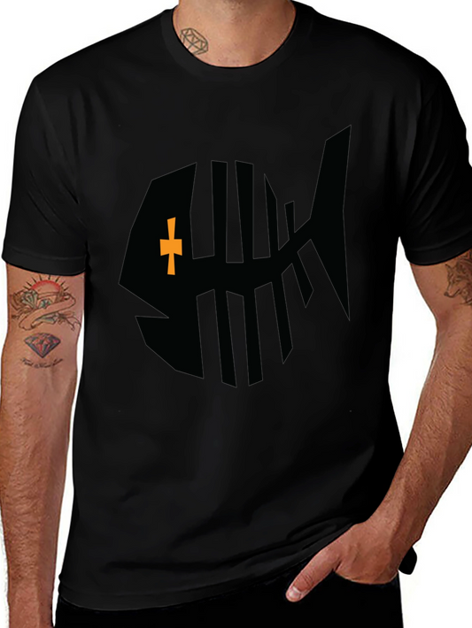 Black Fishbone Graphic Tee - Stylish Casual Wear