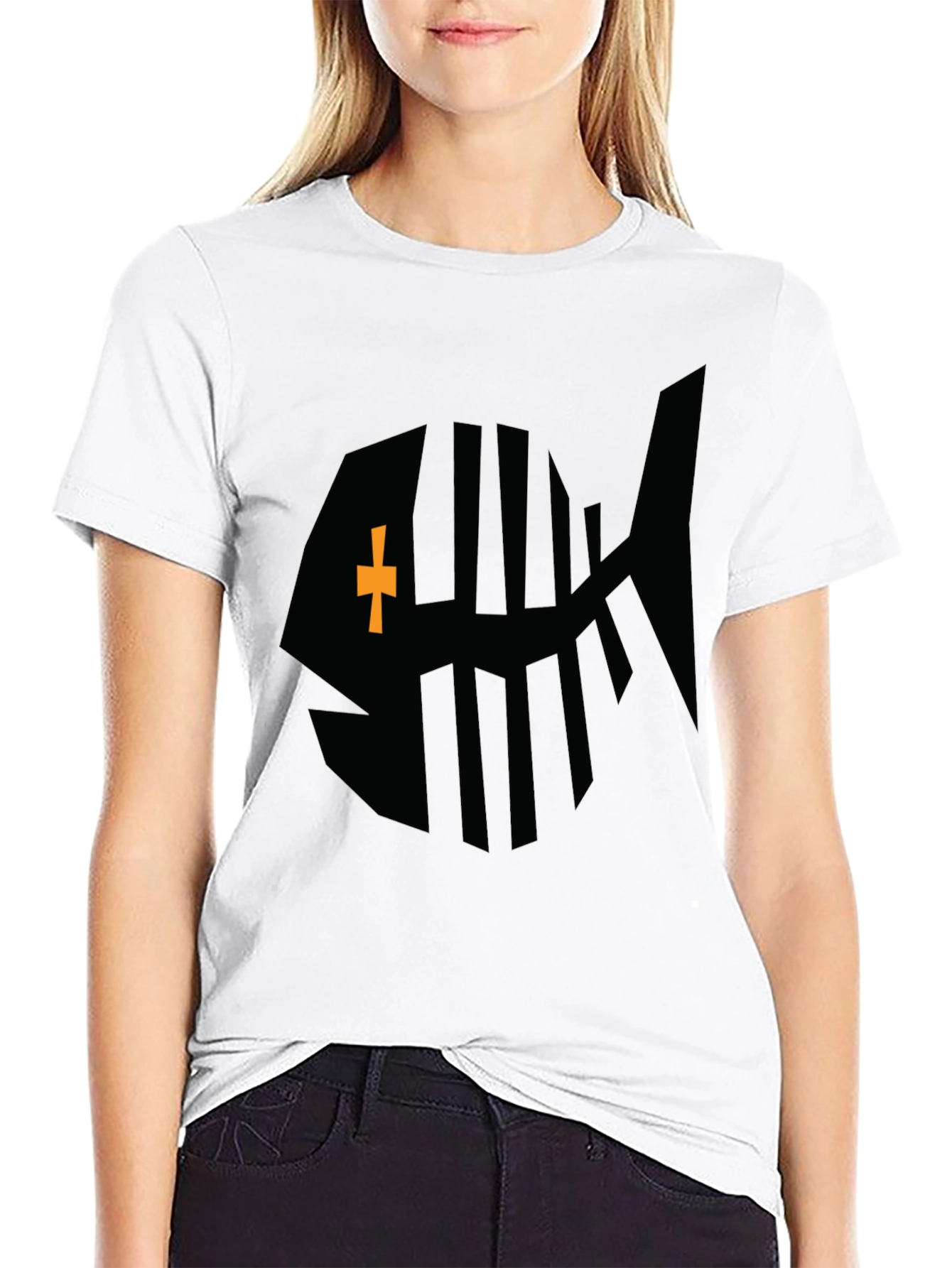 Black Fishbone Graphic Tee - Stylish Casual Wear