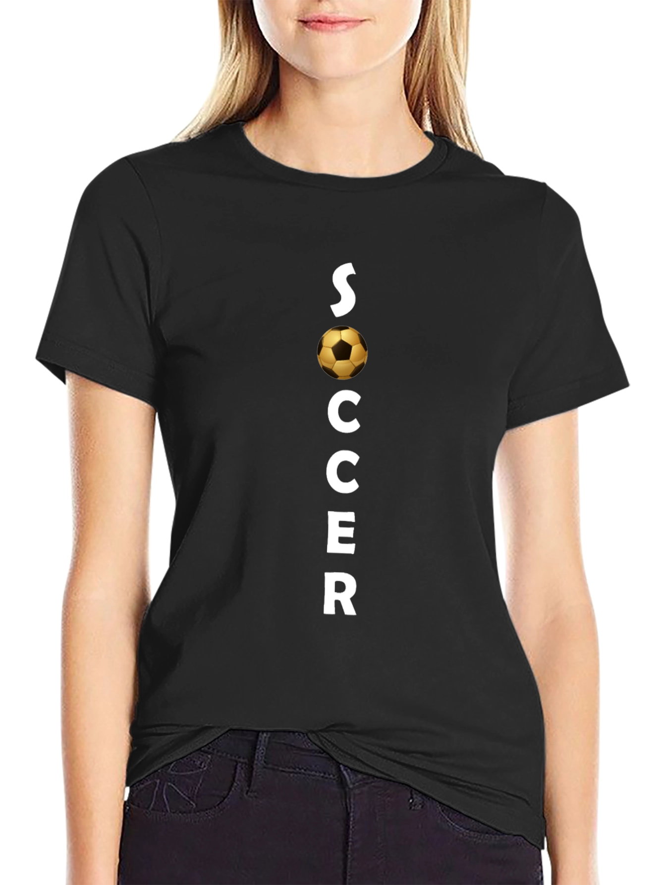 Soccer Graphic Tee - Black Cotton T-Shirt