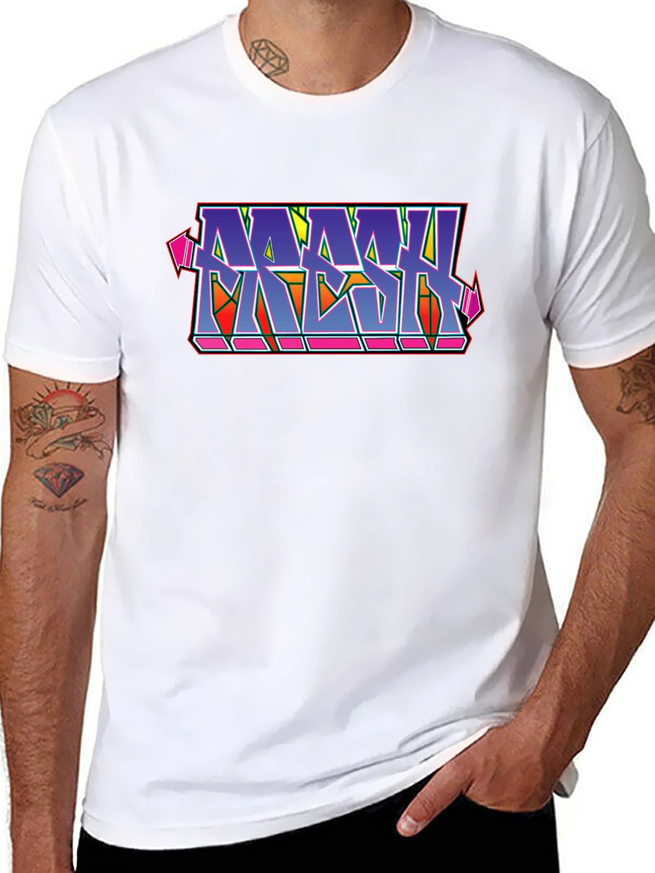 MASH Graffiti Style Black Cotton Graphic T-Shirt