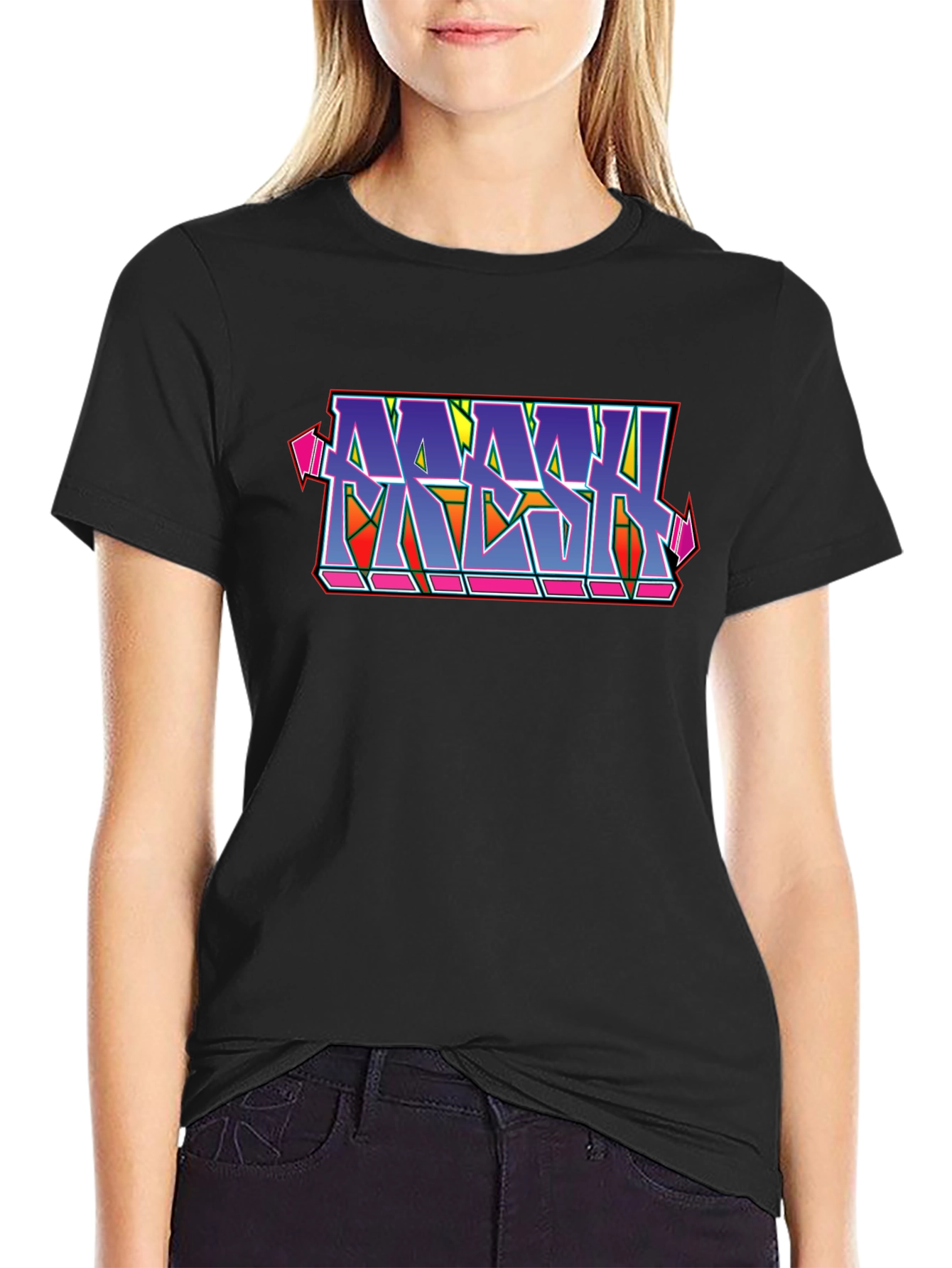 MASH Graffiti Style Black Cotton Graphic T-Shirt