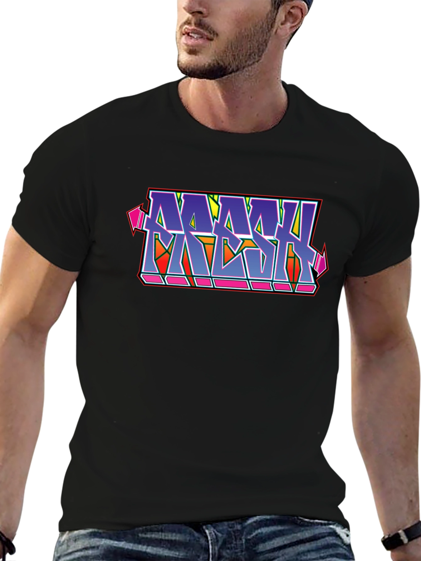 MASH Graffiti Style Black Cotton Graphic T-Shirt